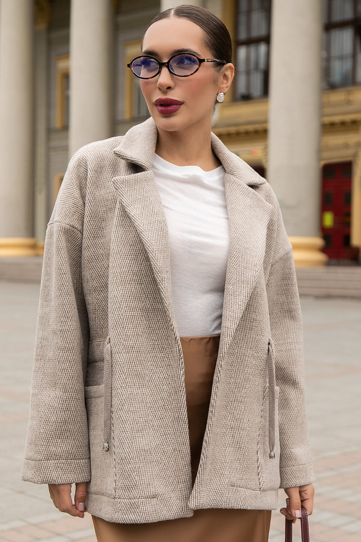 Пальто-пиджак (бежевый) Б14132-7М