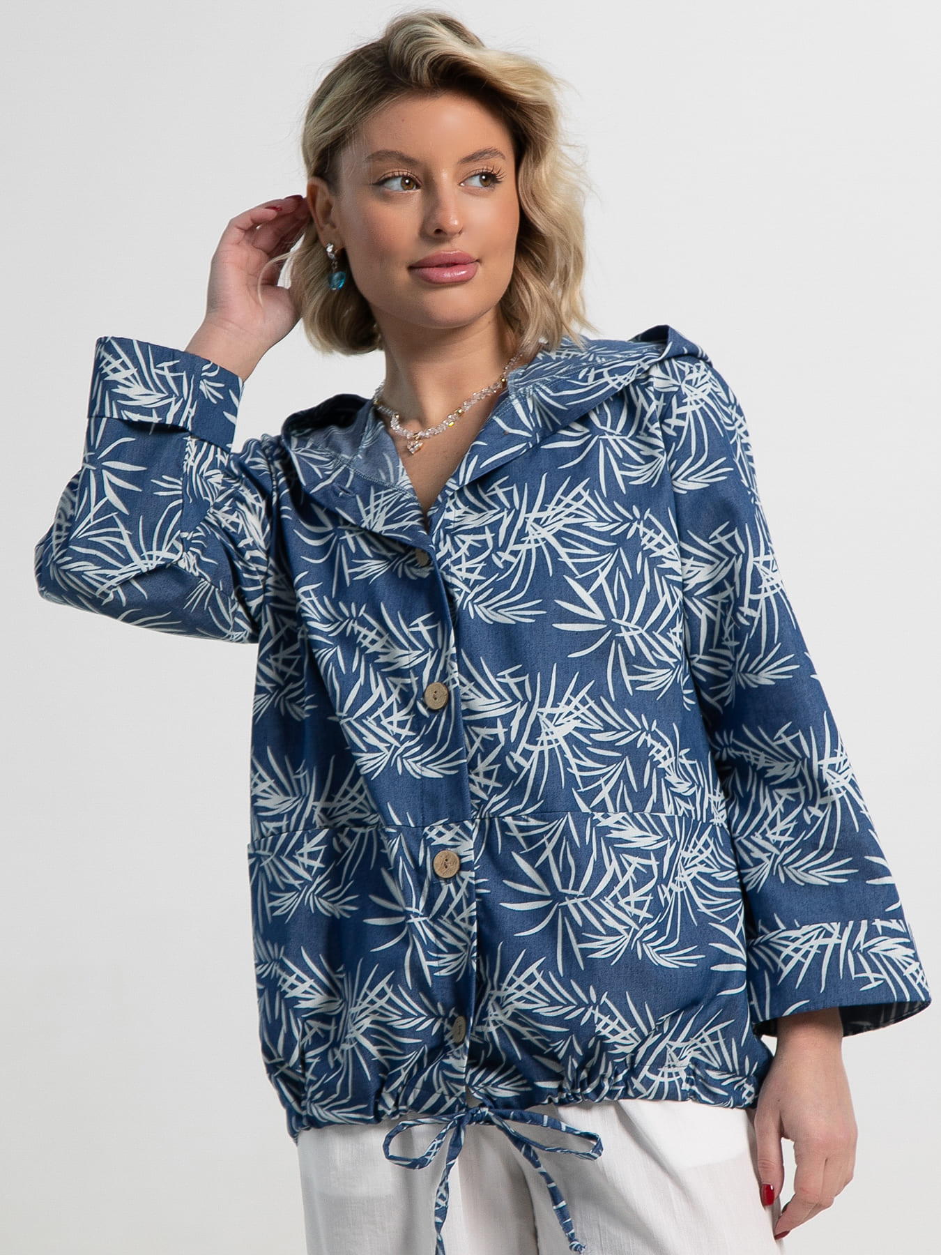 Пыльник Летний день (бело-синий) Б15182-8М