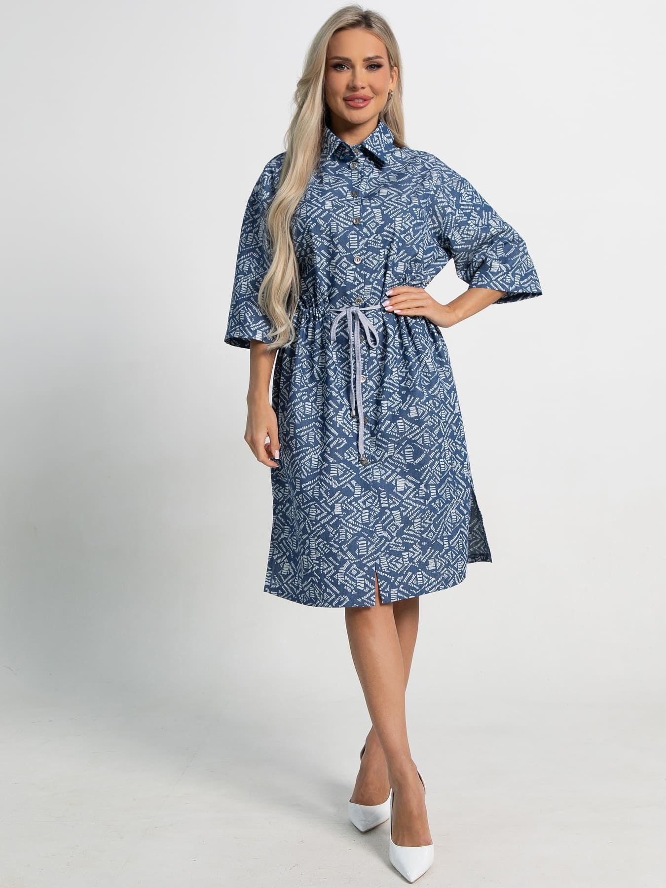 Платье хлопковое Стоун (синее) П15450-4М