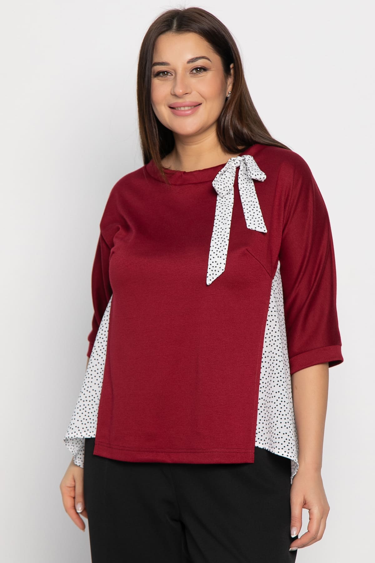 Блуза Федерика (бордово-белая) Б14997-18М