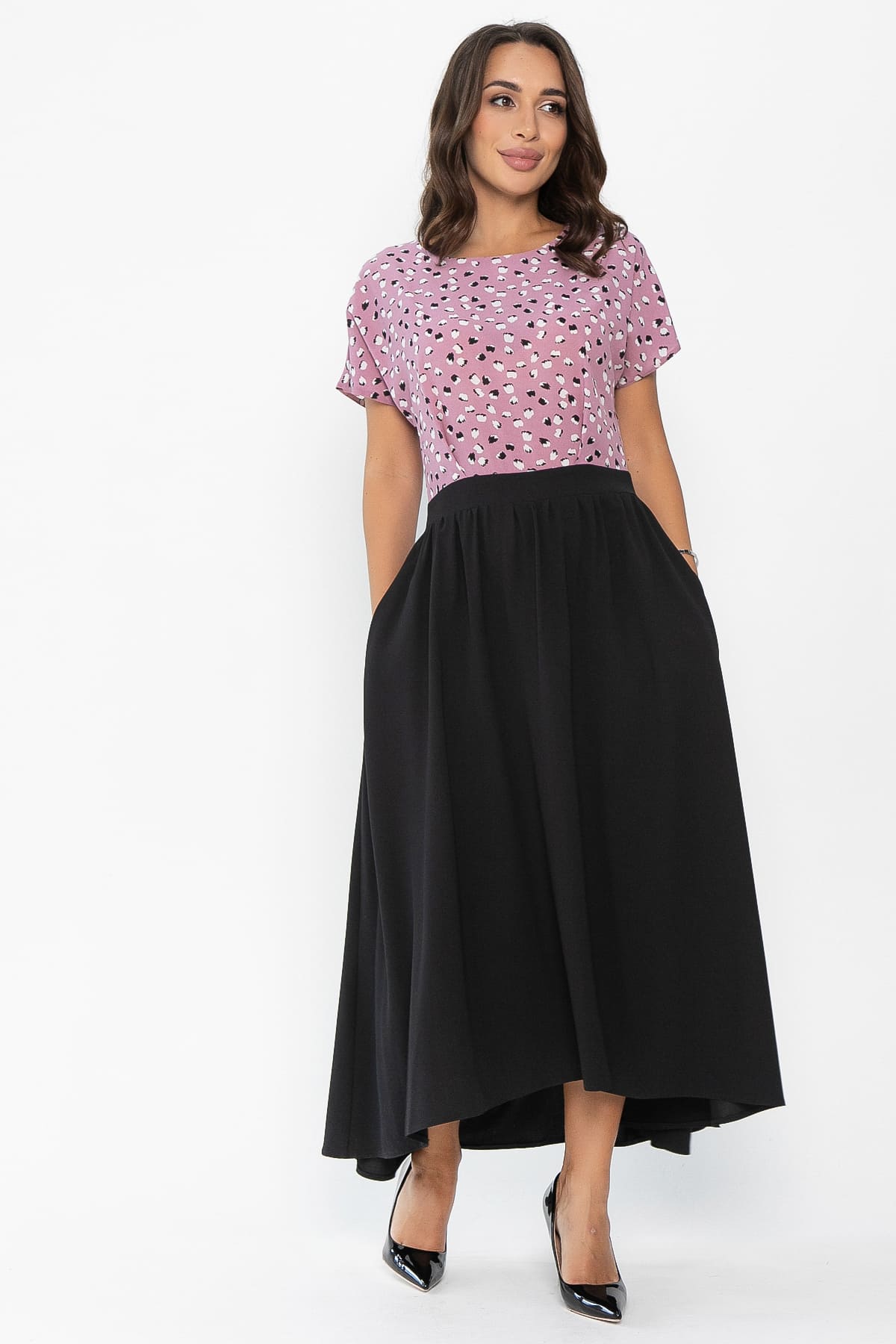 Платье Бруния (черно-розовое) П13997-16М