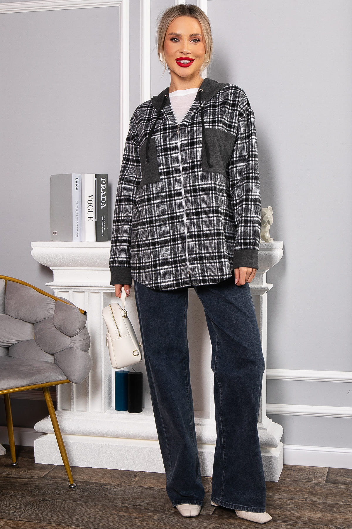 Рубашка с капюшоном Стокгольм (серая) Б14593-50М