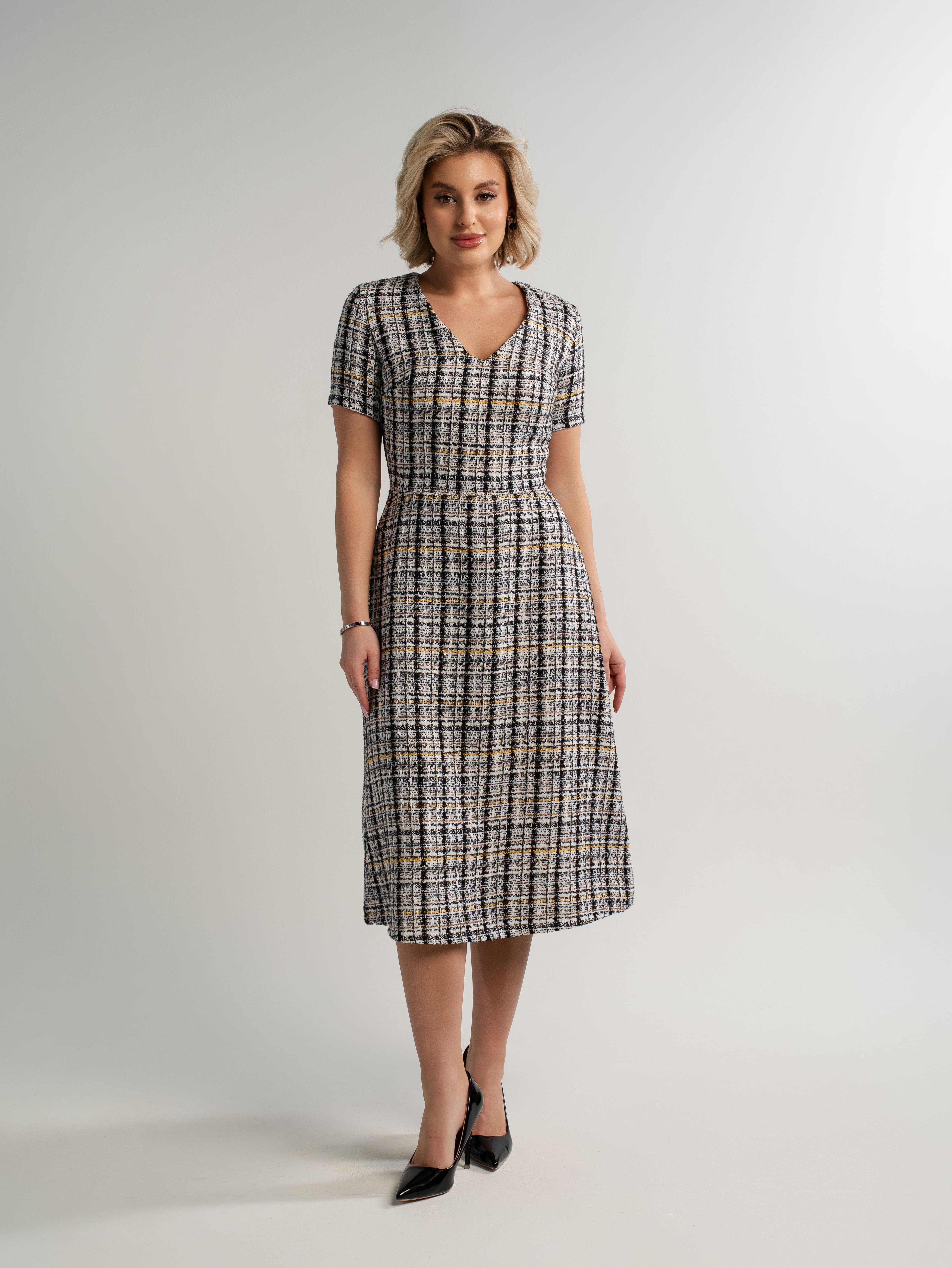 Платье твидовое Парижанка (серое) П15093-10М