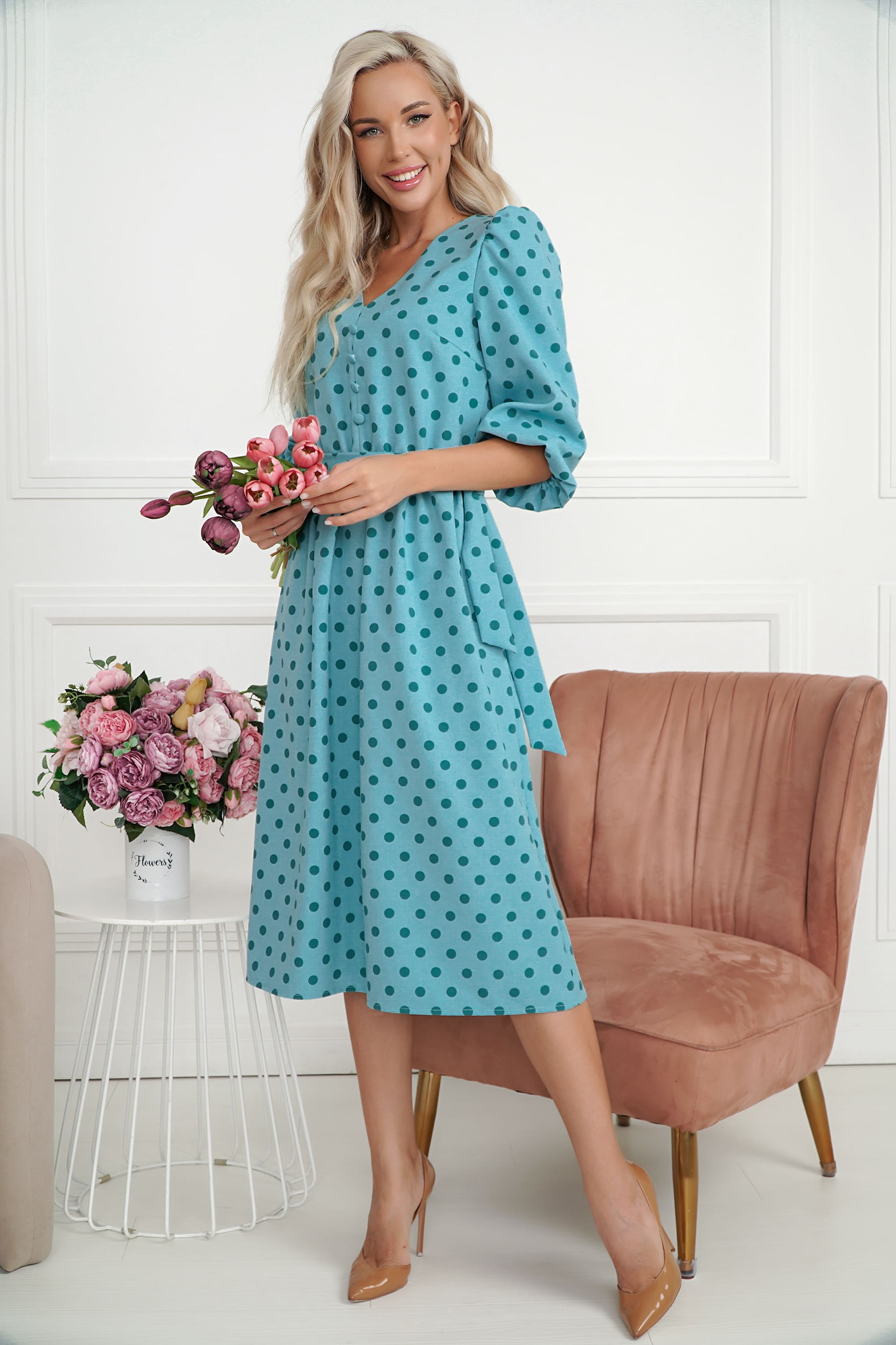 Платье Розетта (бирюзовое) П14114-45М