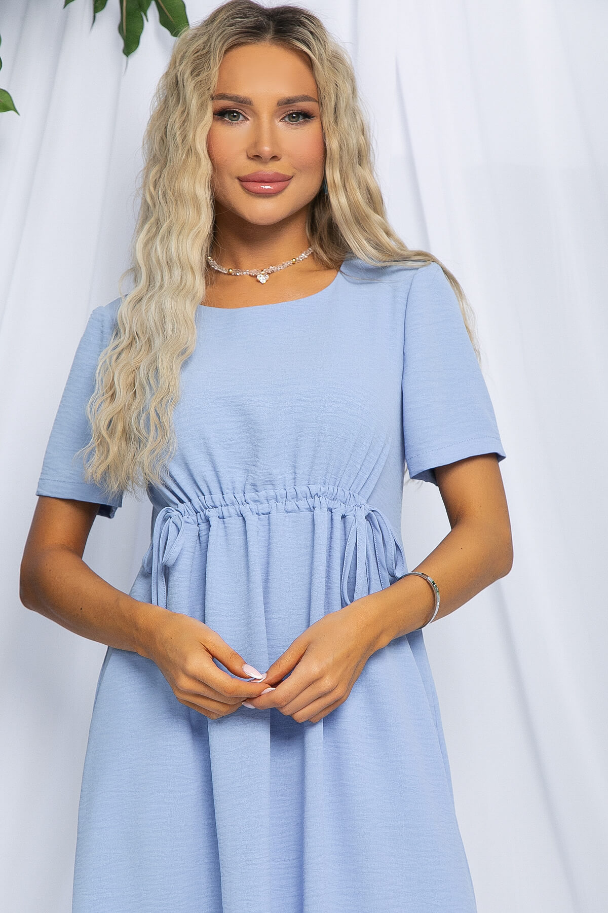 Платье Цветы Лета (голубое) П13057-18М