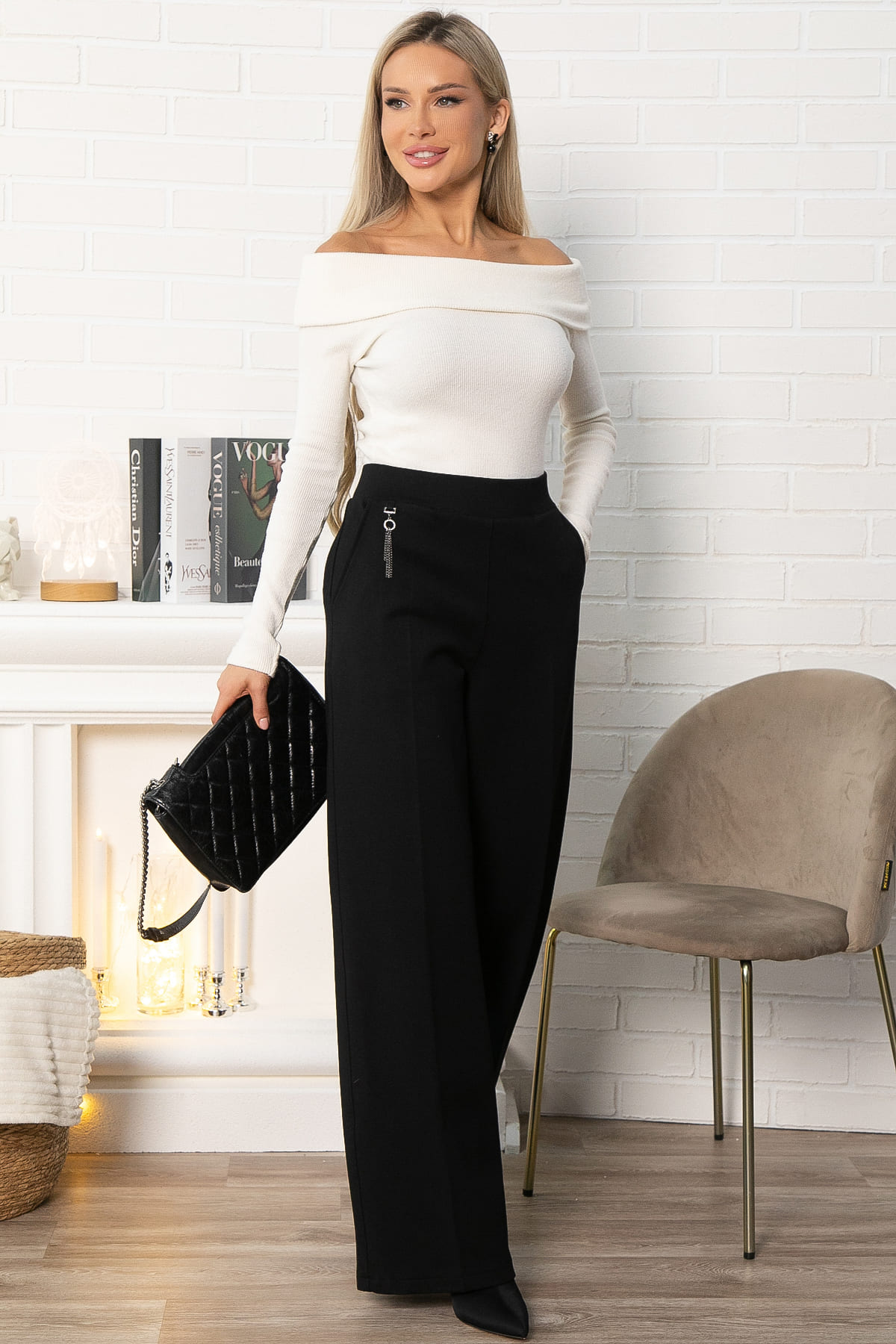 Брюки палаццо Адель (черные) Б14881-8М