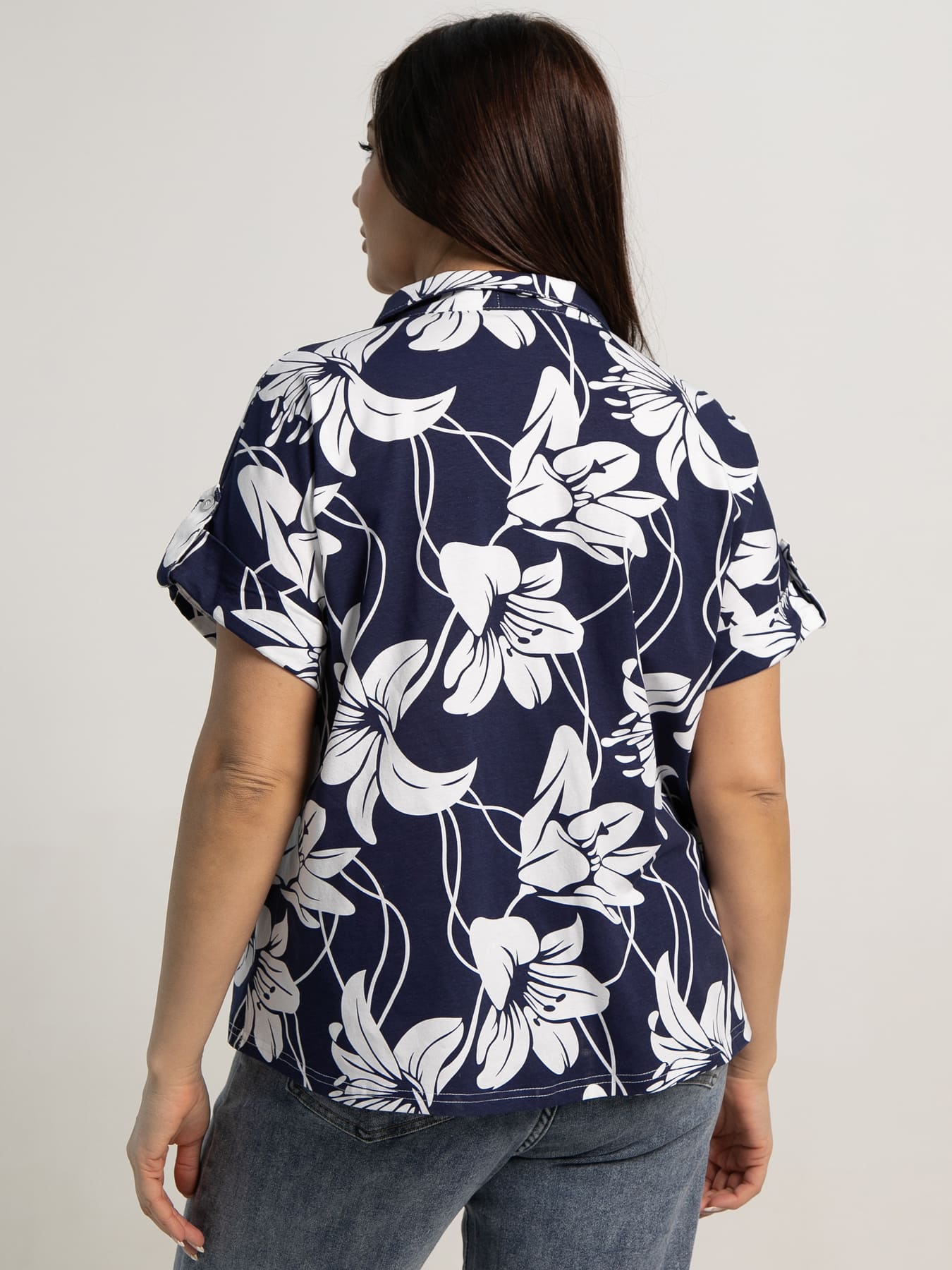 Блуза Флорал (синяя) Б15655-20М