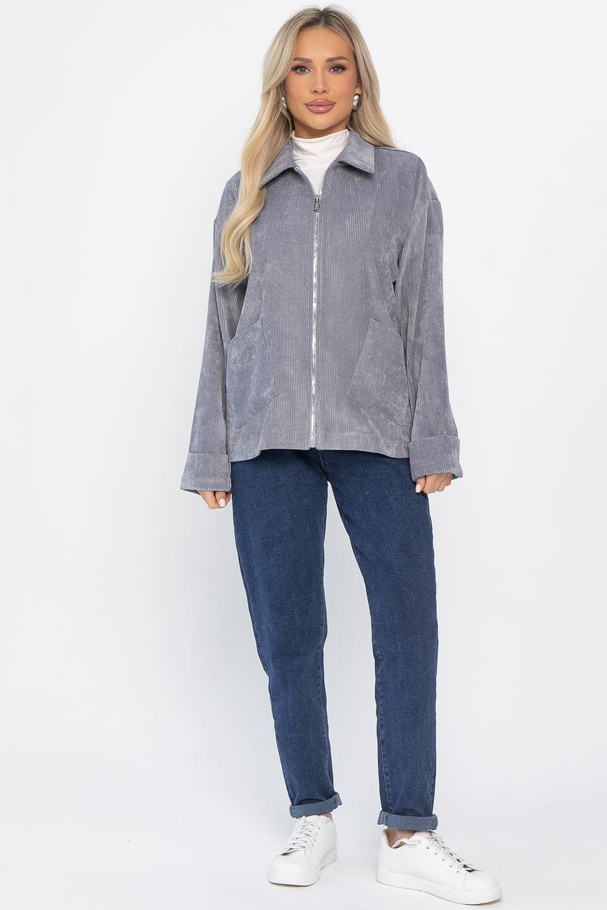 Жакет вельветовый Реджина (серый) Б14564-9М