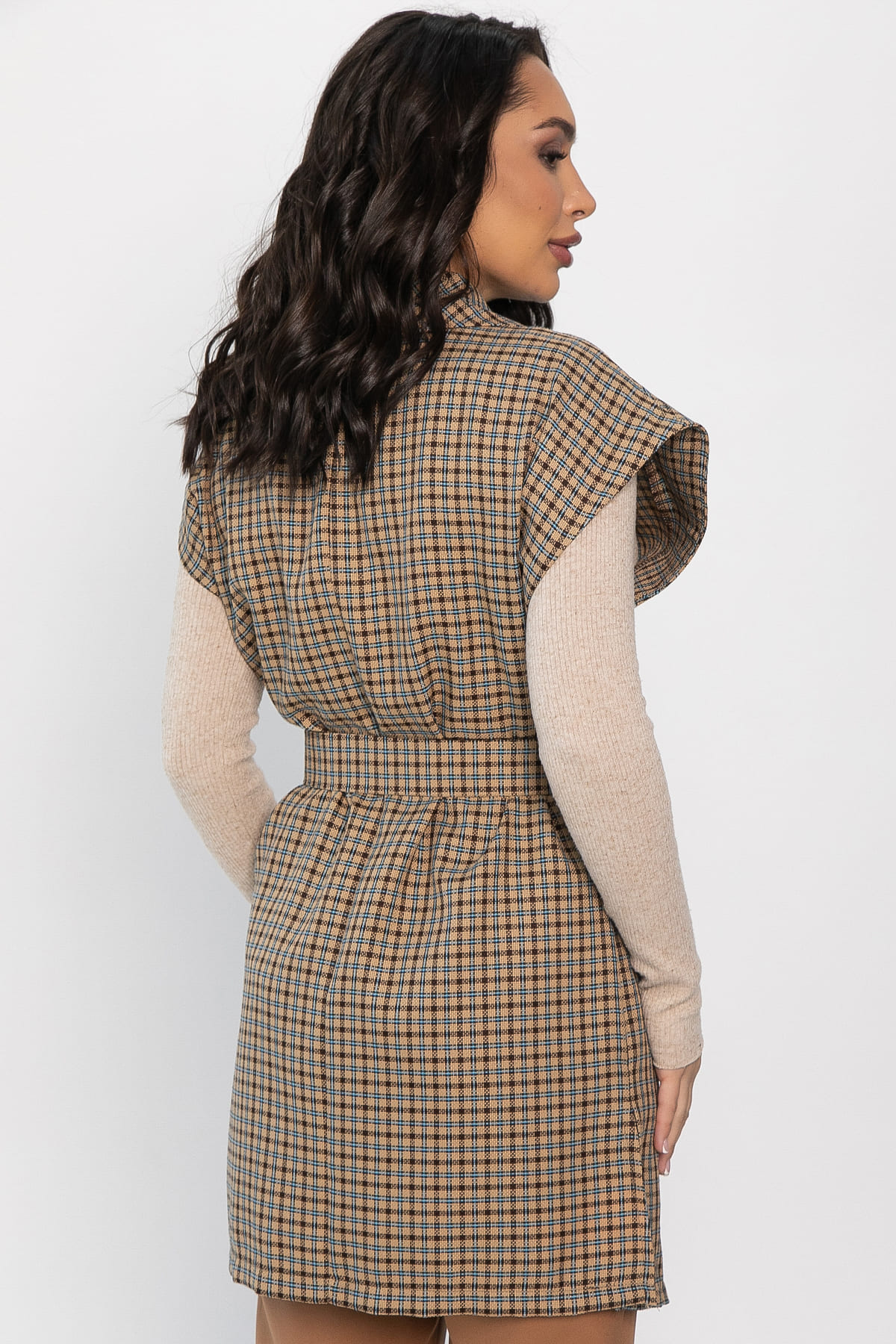 Жилет костюмный Жюлли (бежевый/клетка) Б14490-4М