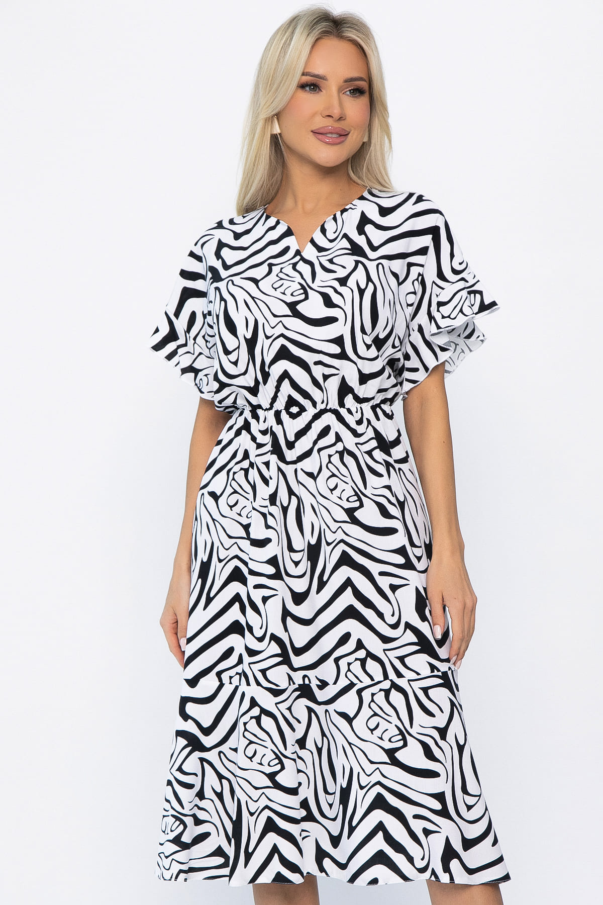 Платье Кристи (черно-белое) П13871-35М