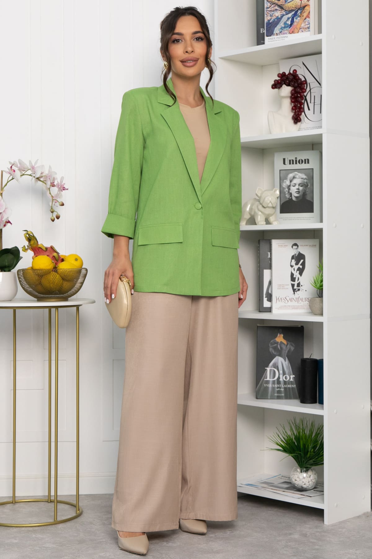 Пиджак льняной Мэрлин (зеленый) Б15429-7М