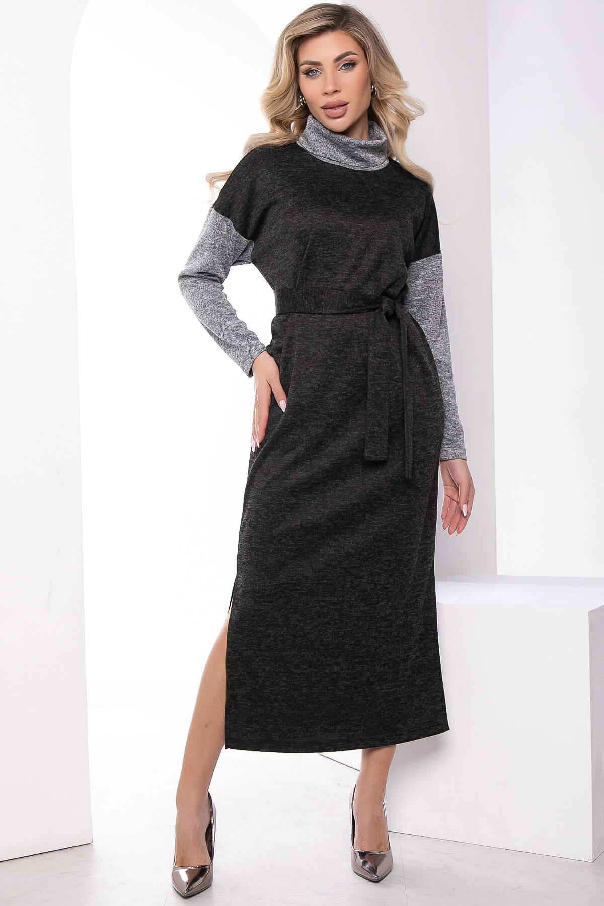 Платье "Мишель" (грей/блэк) П7985