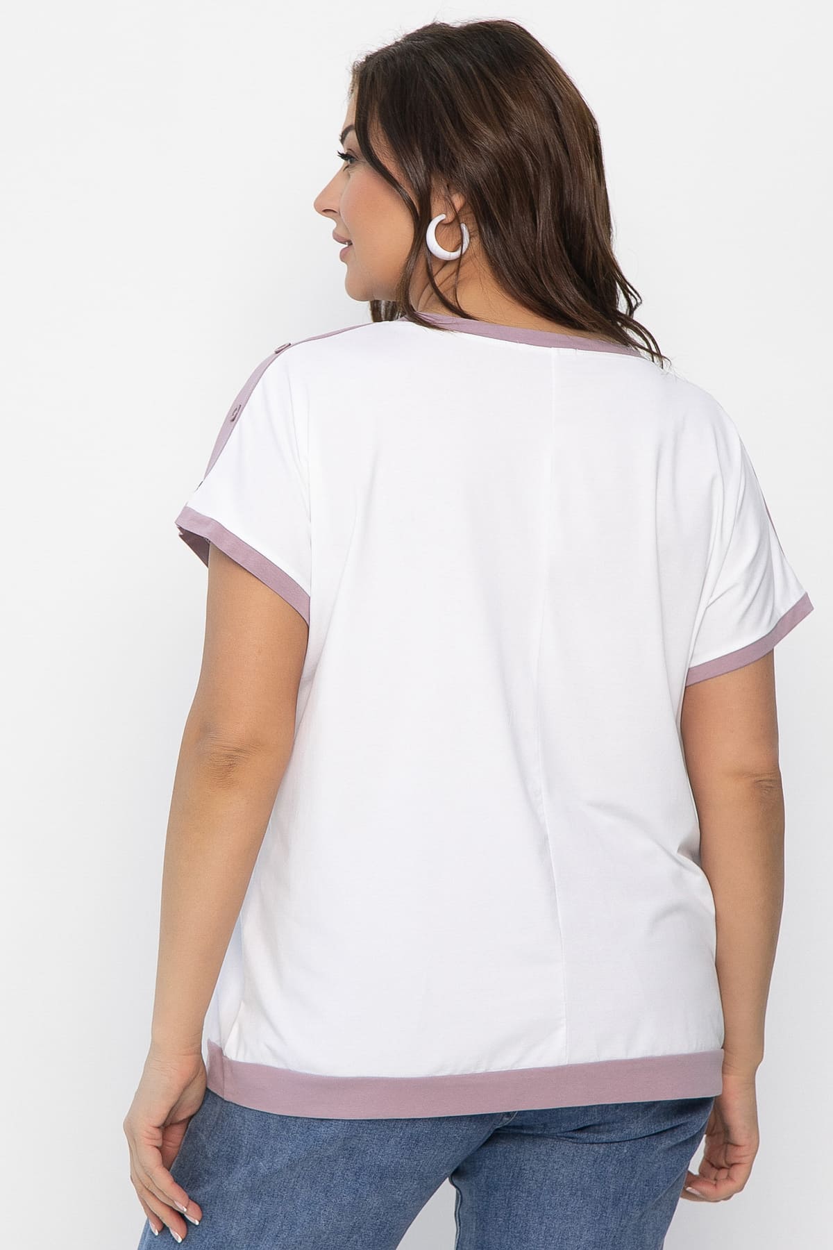 Блуза Чарли (бело-сиреневая) Б13802-20М