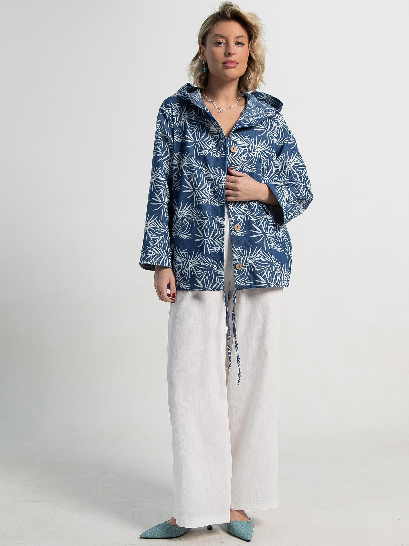 Пыльник Летний день (бело-синий) Б15182-8М