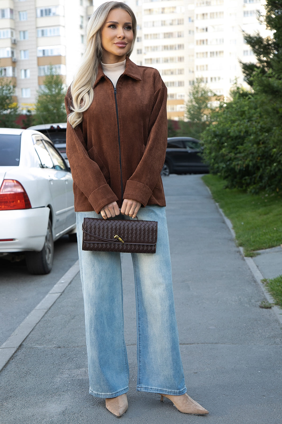 Жакет вельветовый Реджина (коричневый) Б14563-9М