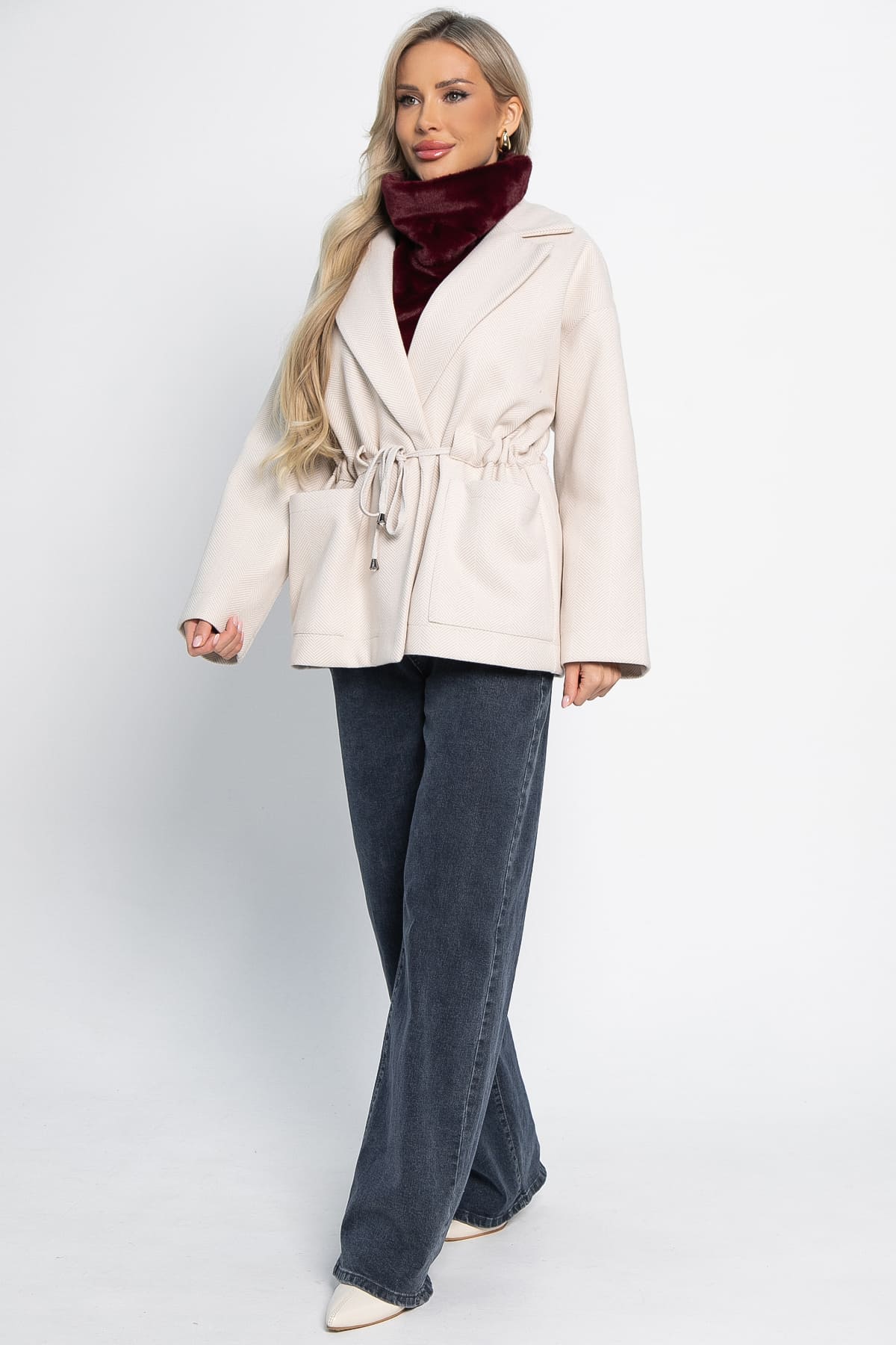 Пальто-пиджак (бежевый) Б15086-7М