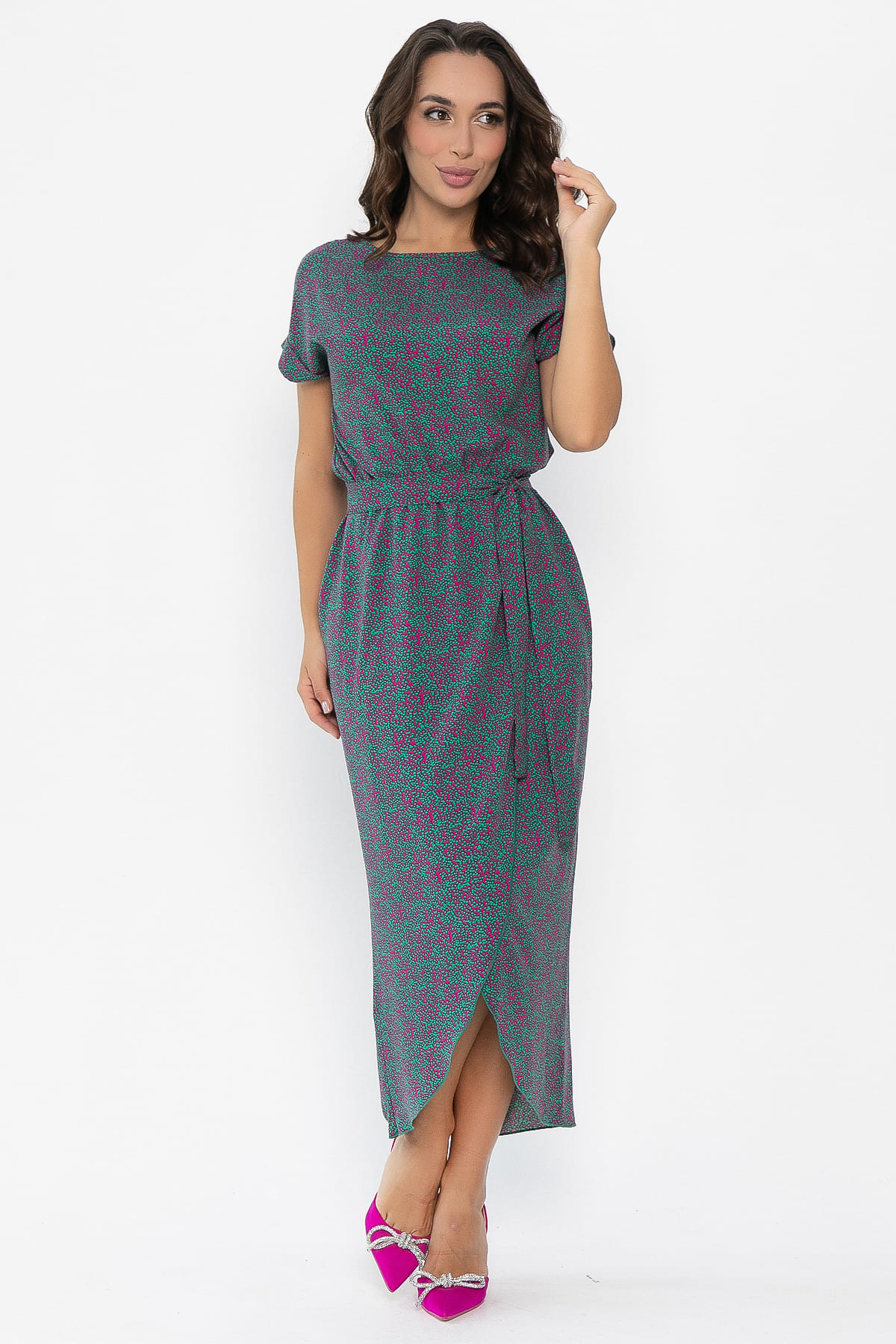 Платье Небесная симфония (зелено-розовое) П14082-12М