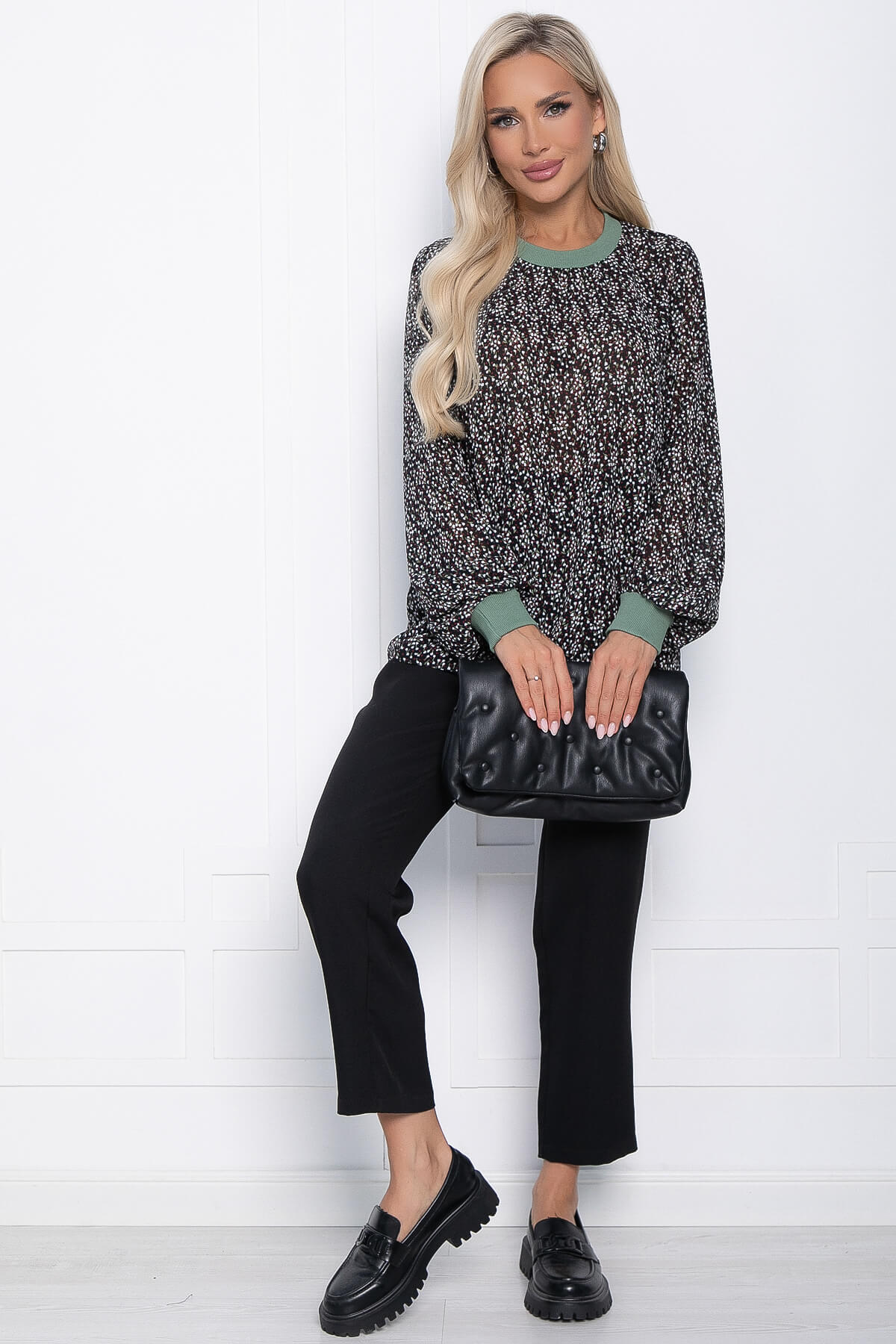 Блуза Шафран (черная/мелкие цветы) Б10796