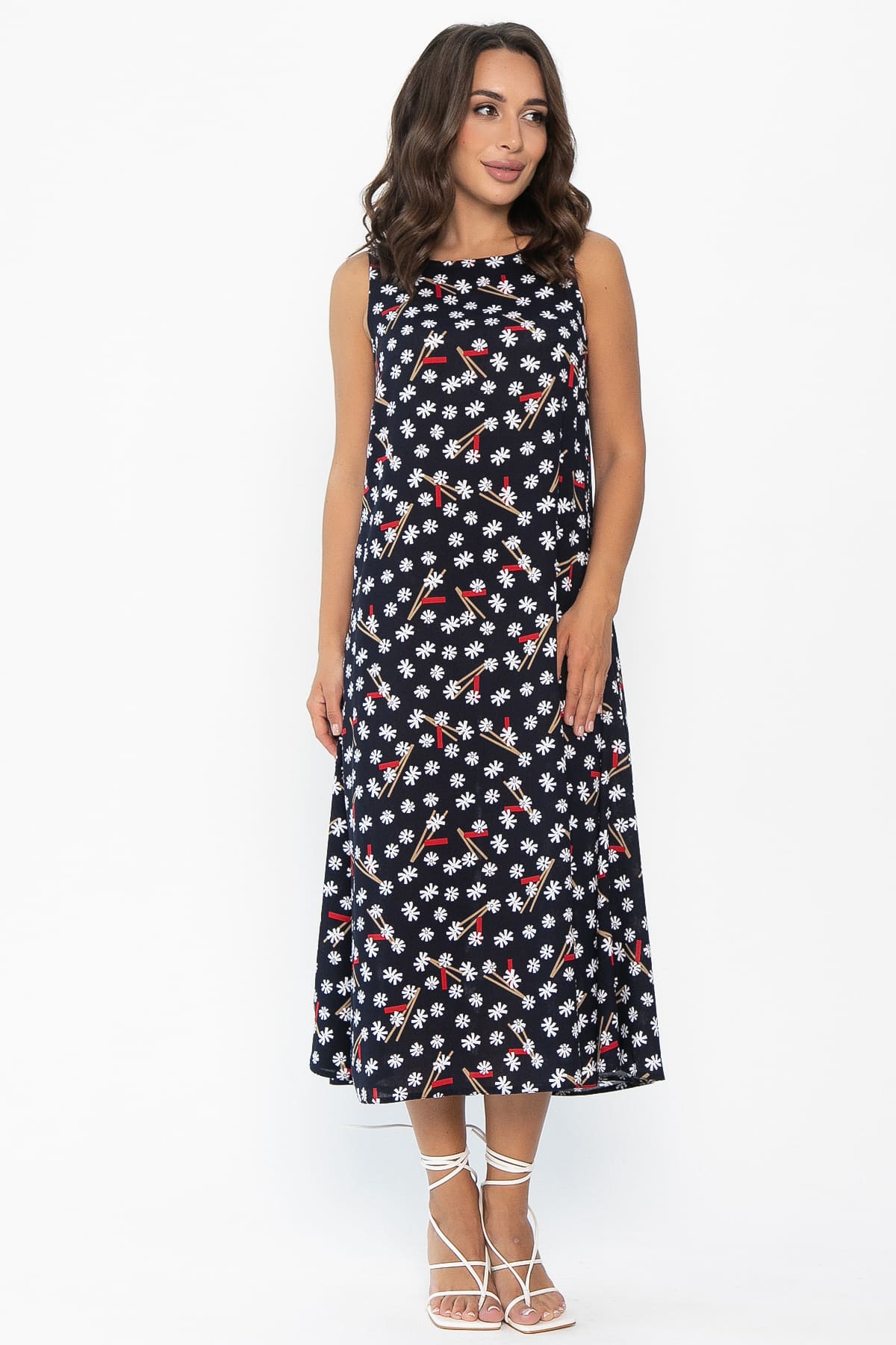 Сарафан Кампари (синий/цветы) П13995-10М