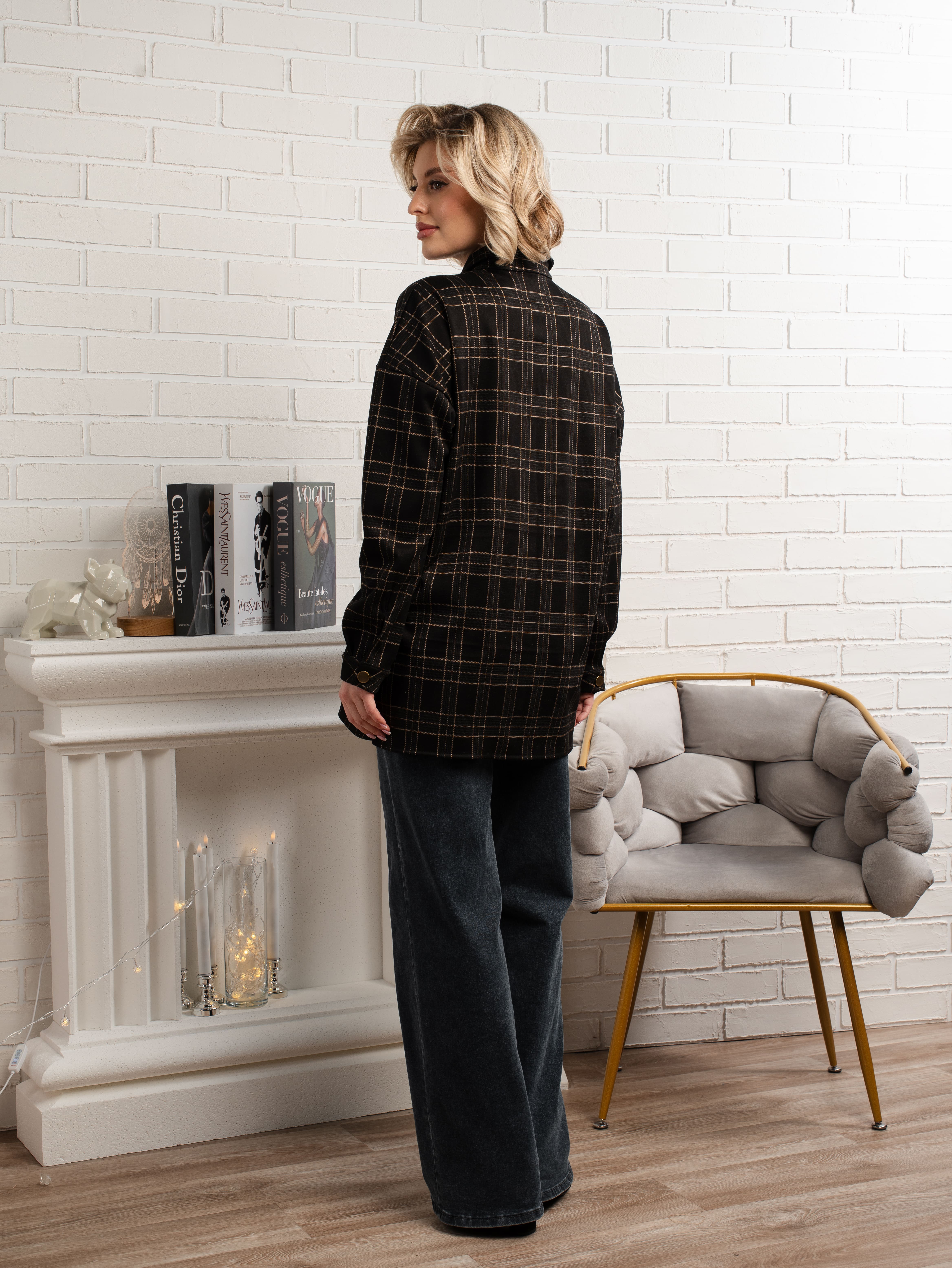 Рубашка с длинным рукавом Доротея (черная) Б14991-10М