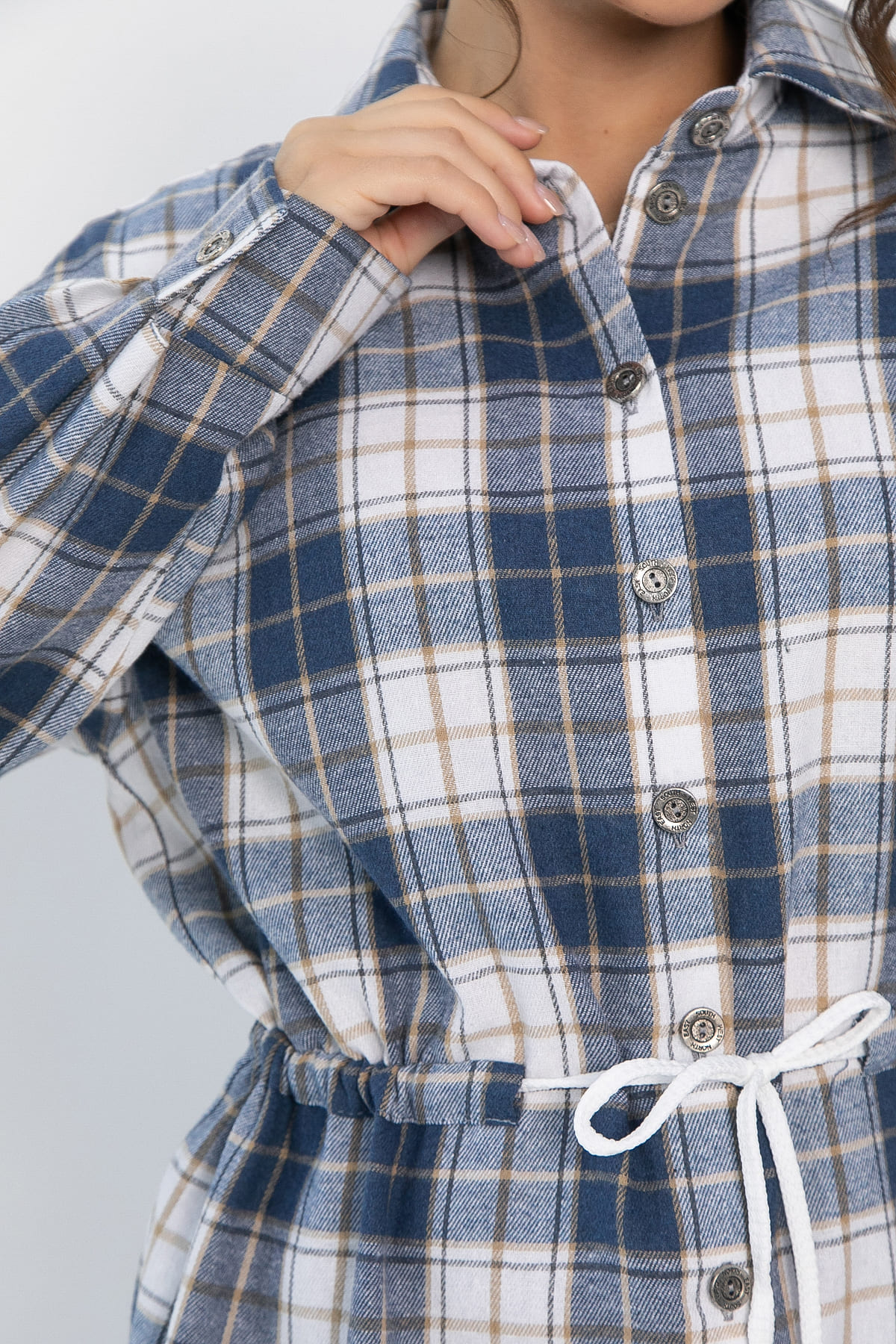 Рубашка хлопковая Джанет  (сине-белая) Б14272-4М