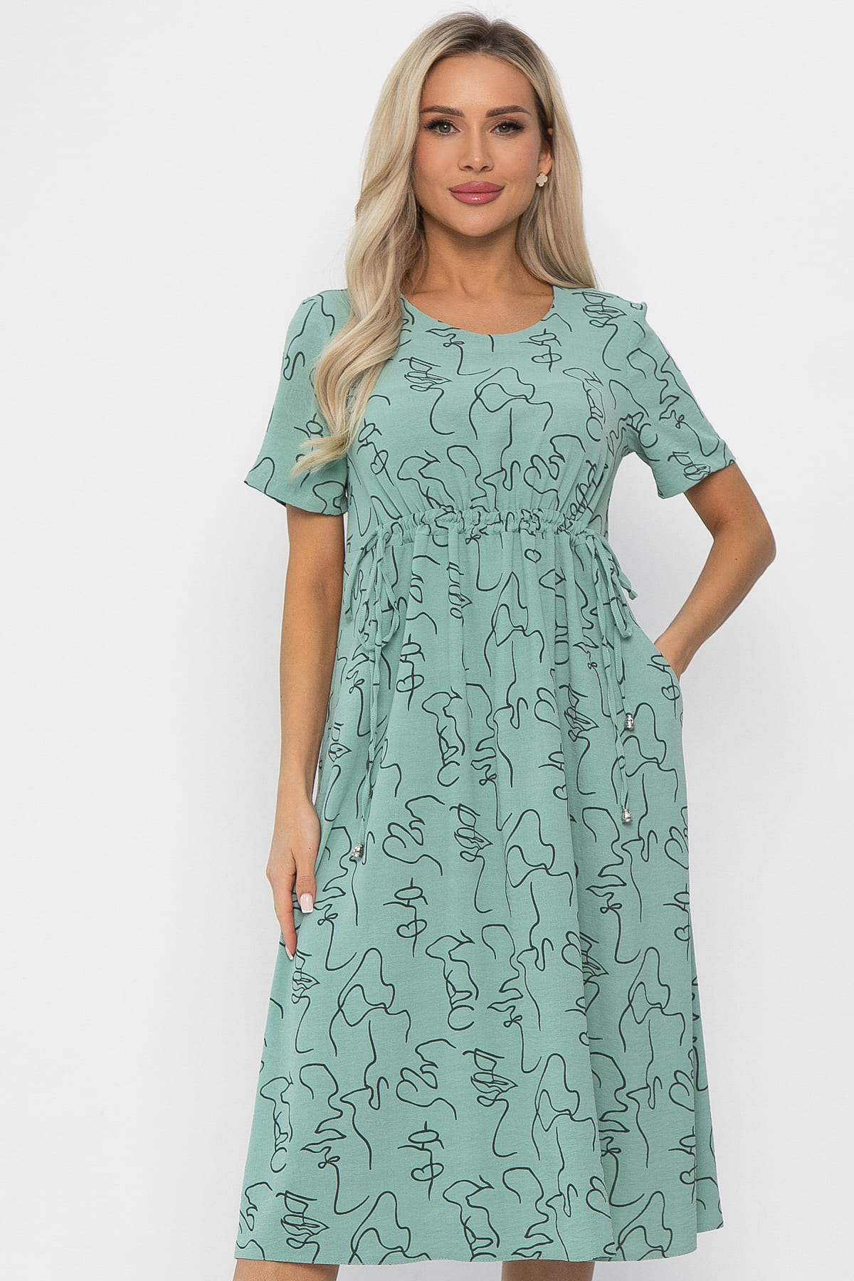 Платье Цветы лета (мятное) П13785-18М