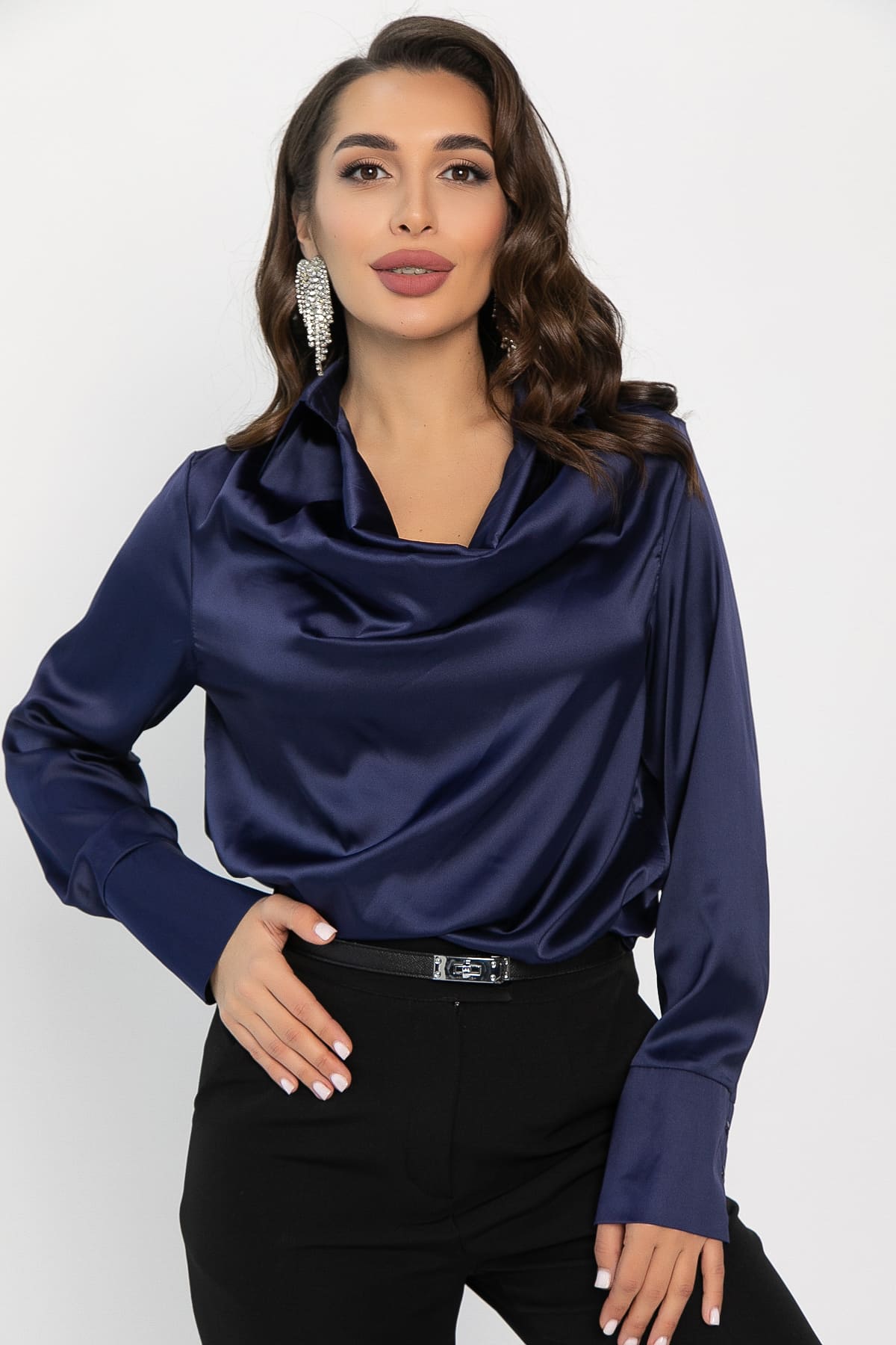 Блуза Шелковая сказка (сапфир) Б14381-34М