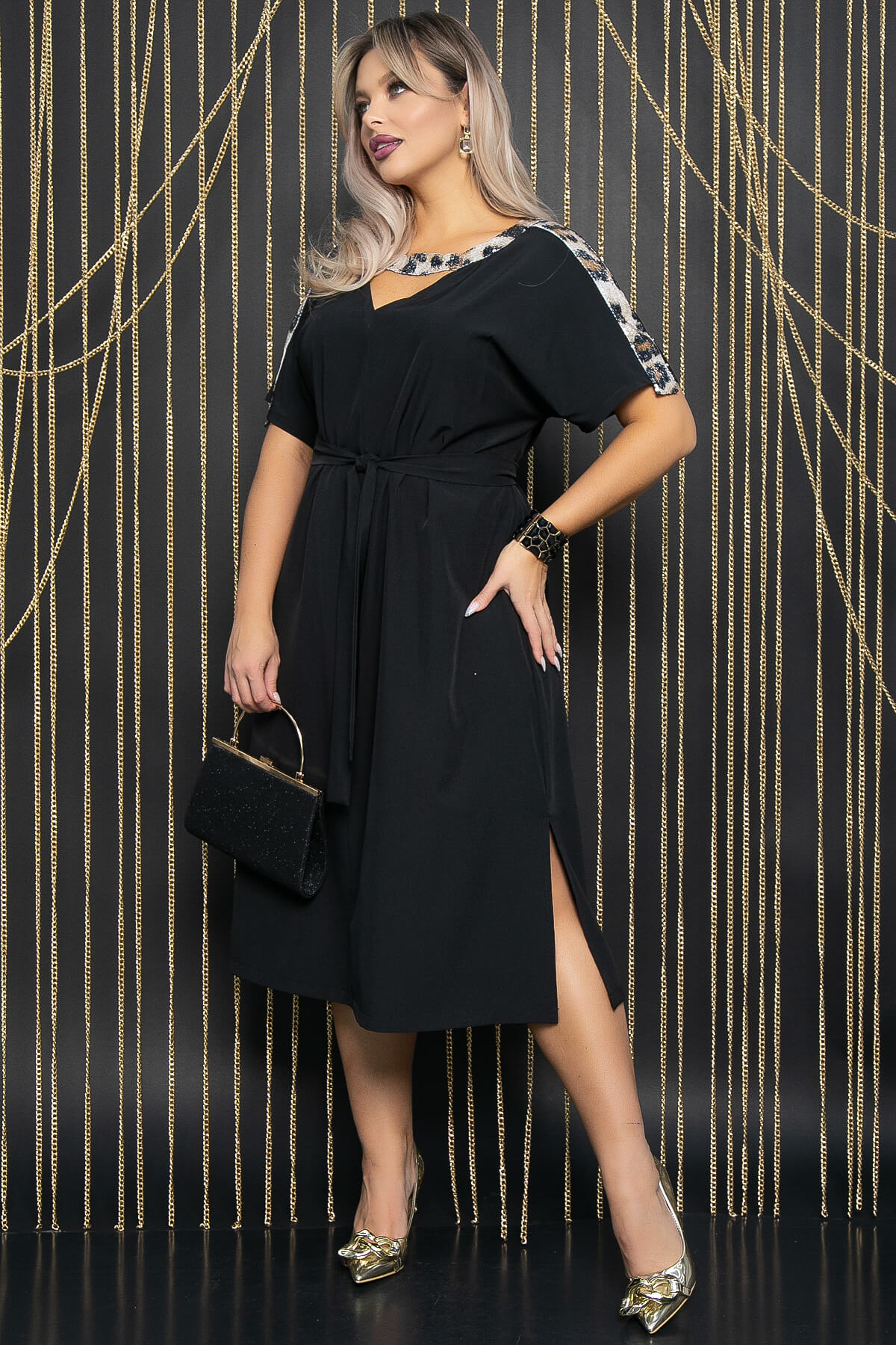 Платье Сказка (черное/лео) П12120