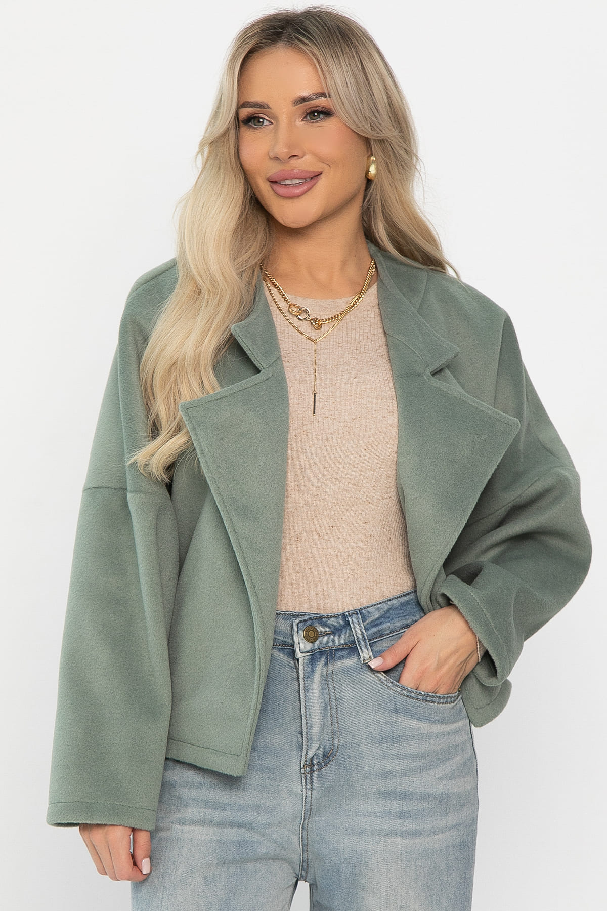 Пальто укороченное Хайт (фисташка) Б14339-7М