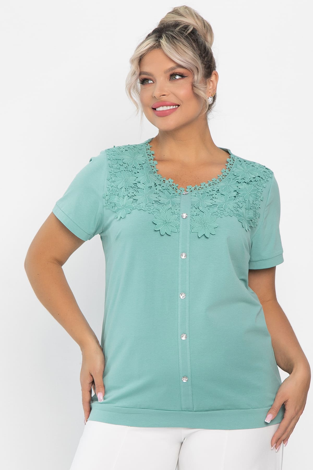 Блуза Лейла (оливковая) Б13333-20М