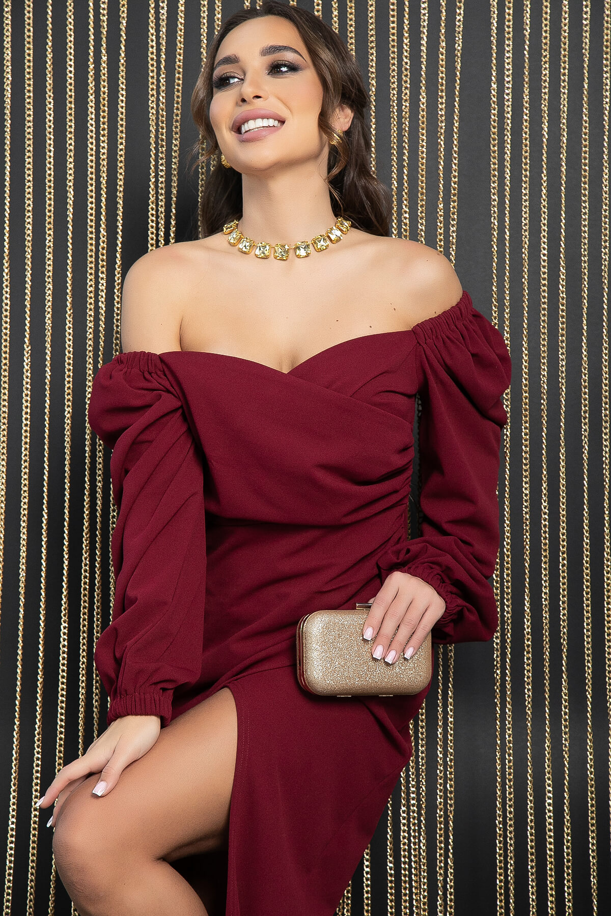 Платье праздничное Ионами (бордовое) П14416-13М