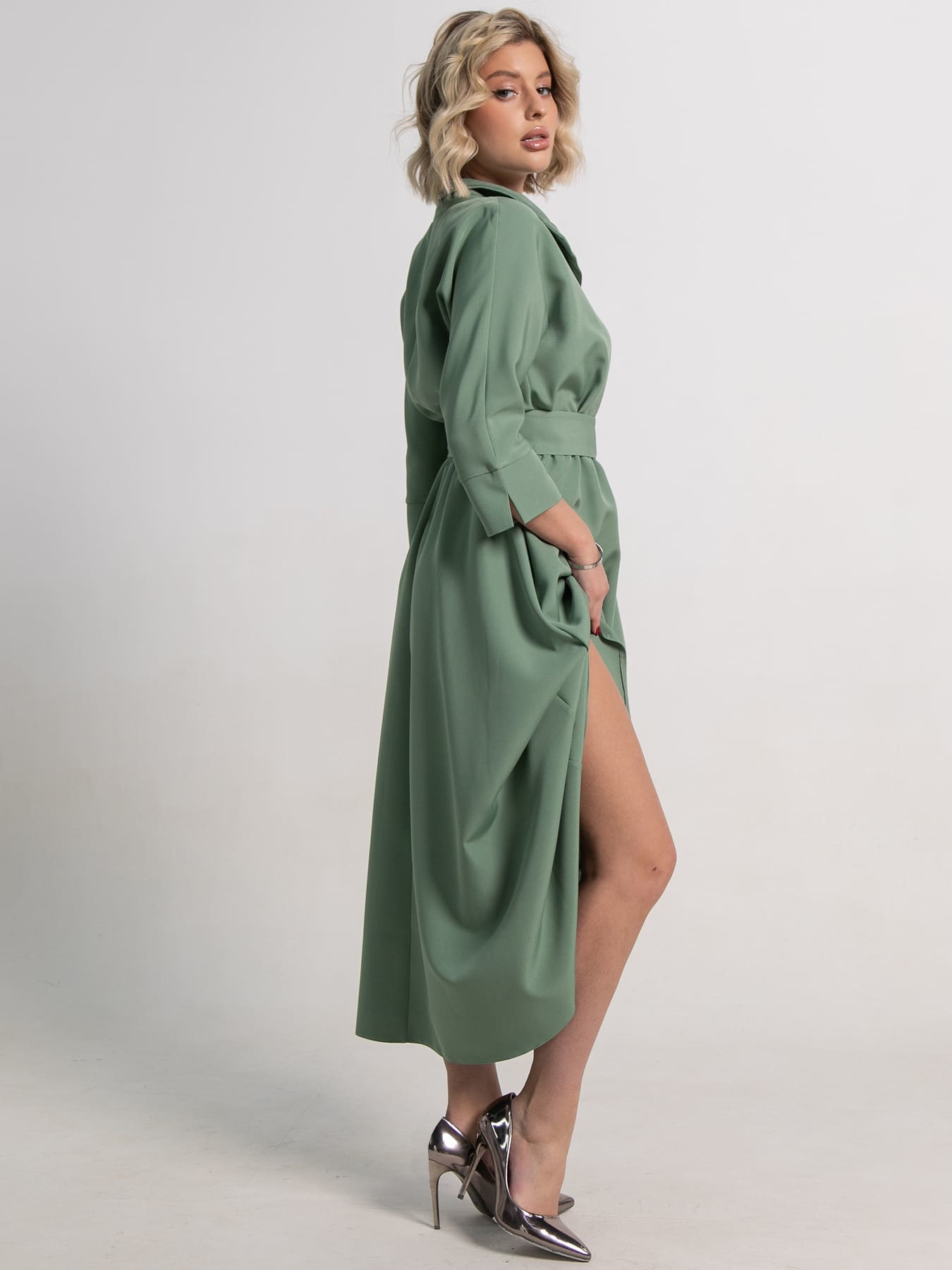 Платье Лорита (серо-зеленое) П15153-16М