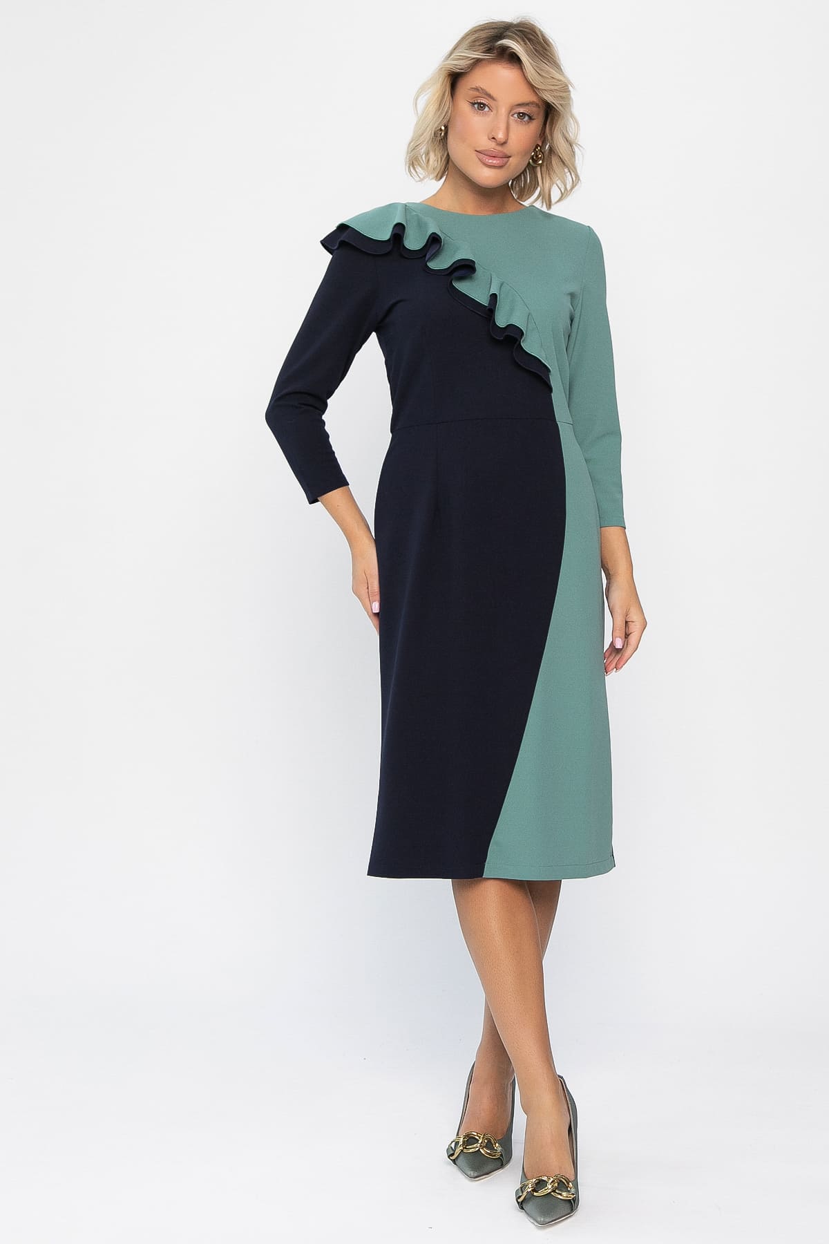 Платье Эванесса (мятно-синее) П12744-35М