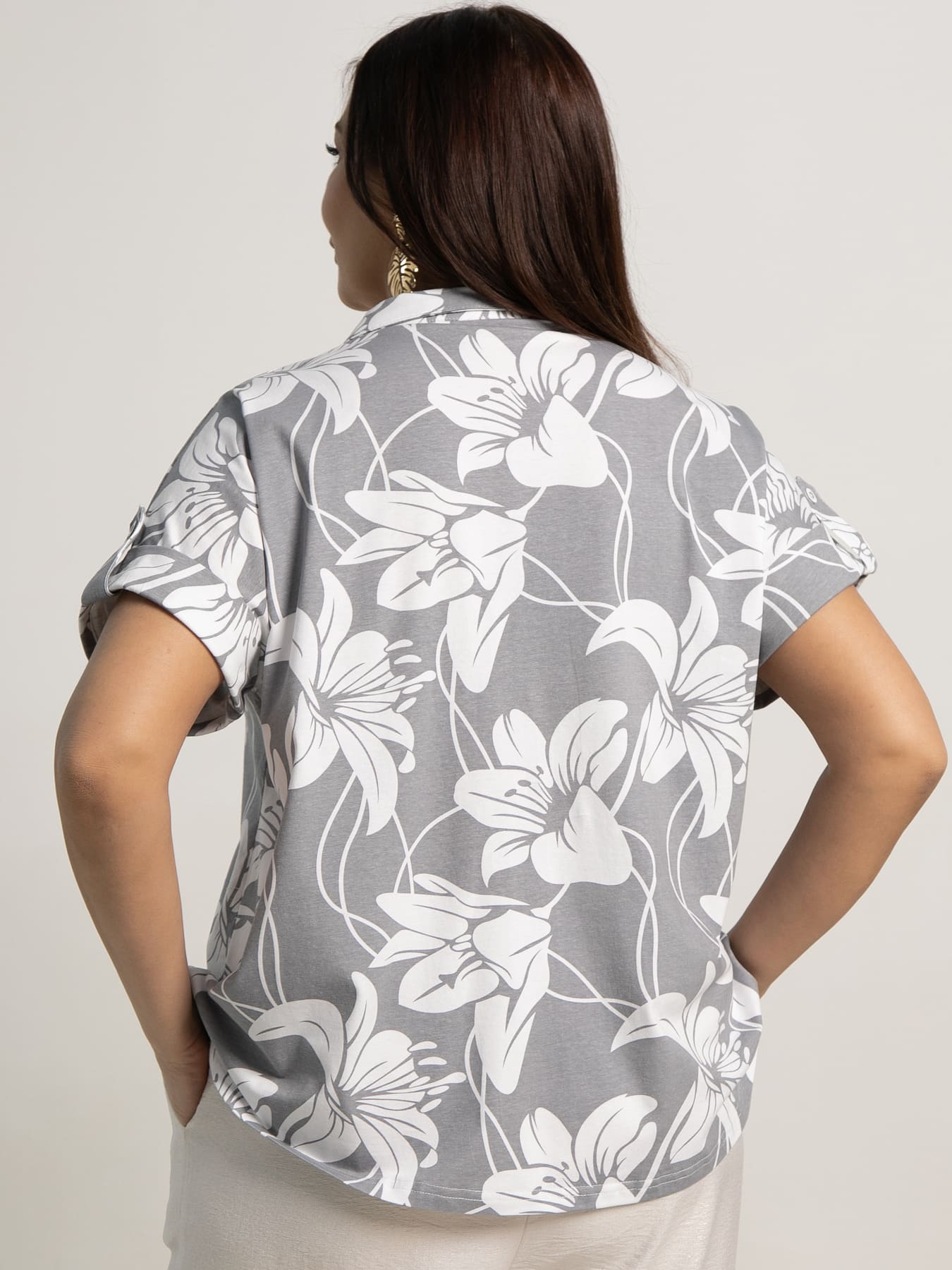 Блуза Флорал (серая) Б15584-20М