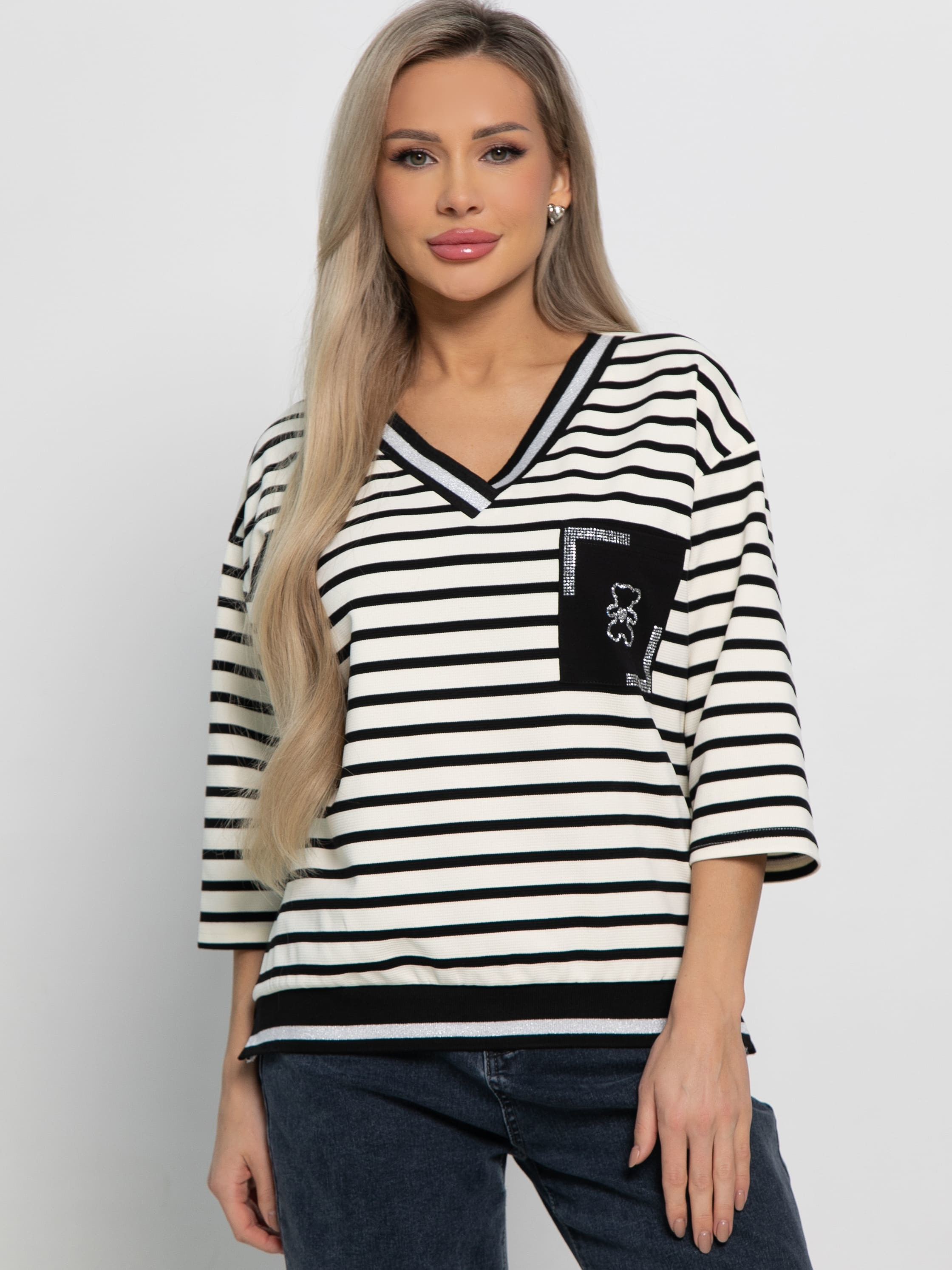 Блуза Элайза (бежево-черная) Б15131-18М