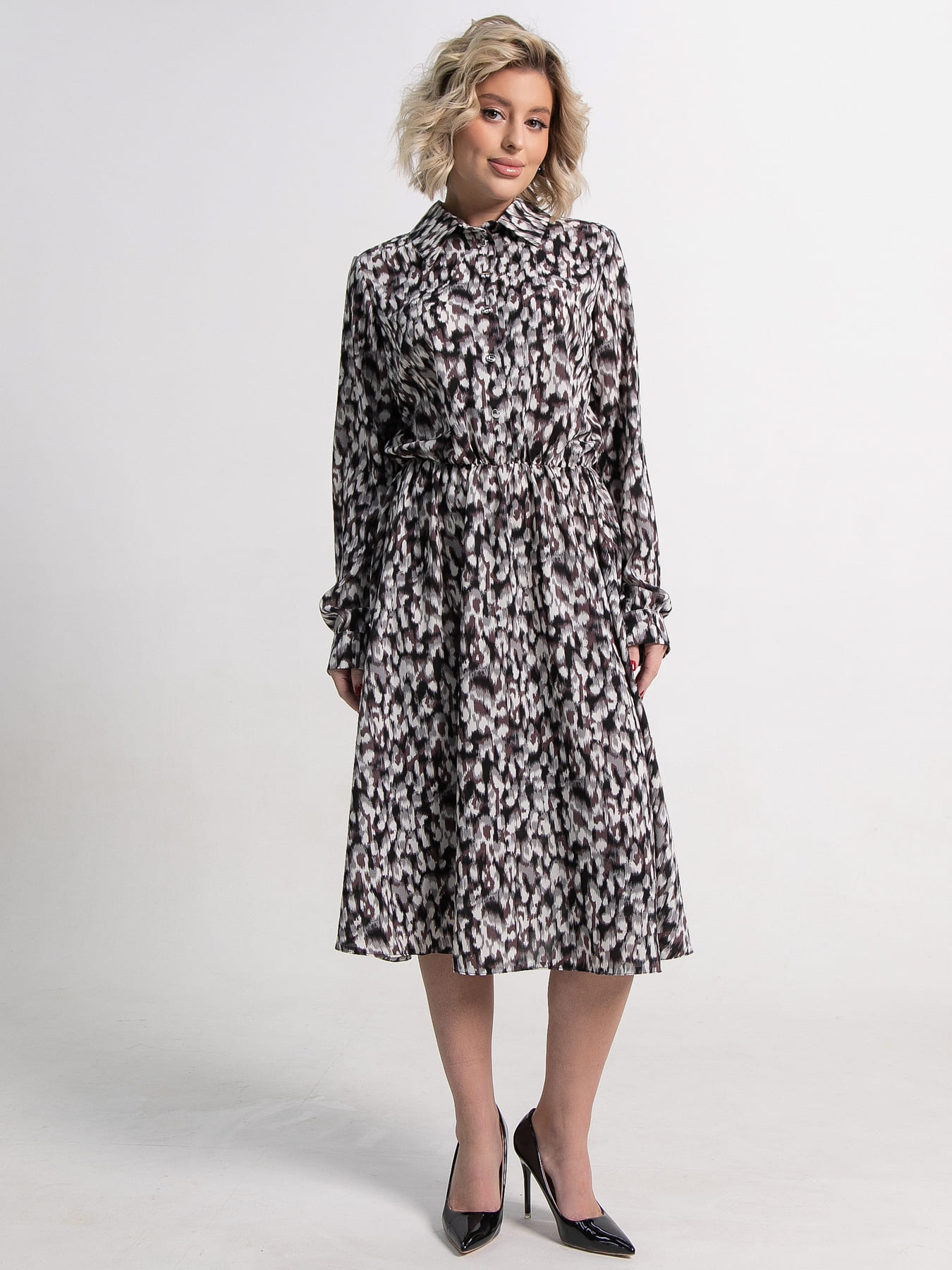 Платье Морена (серо-белое) П15010-45М