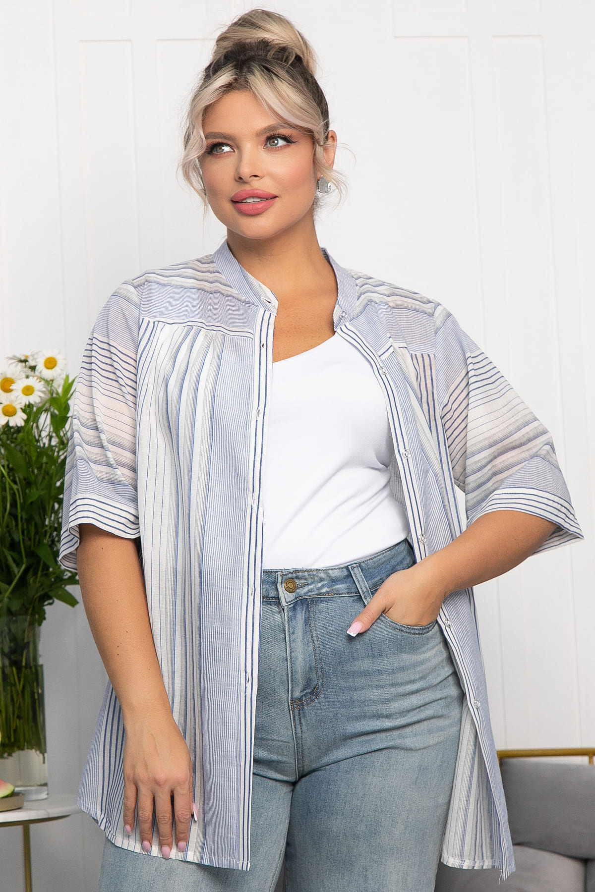 Блуза Июль (голубая) Б13876-24М