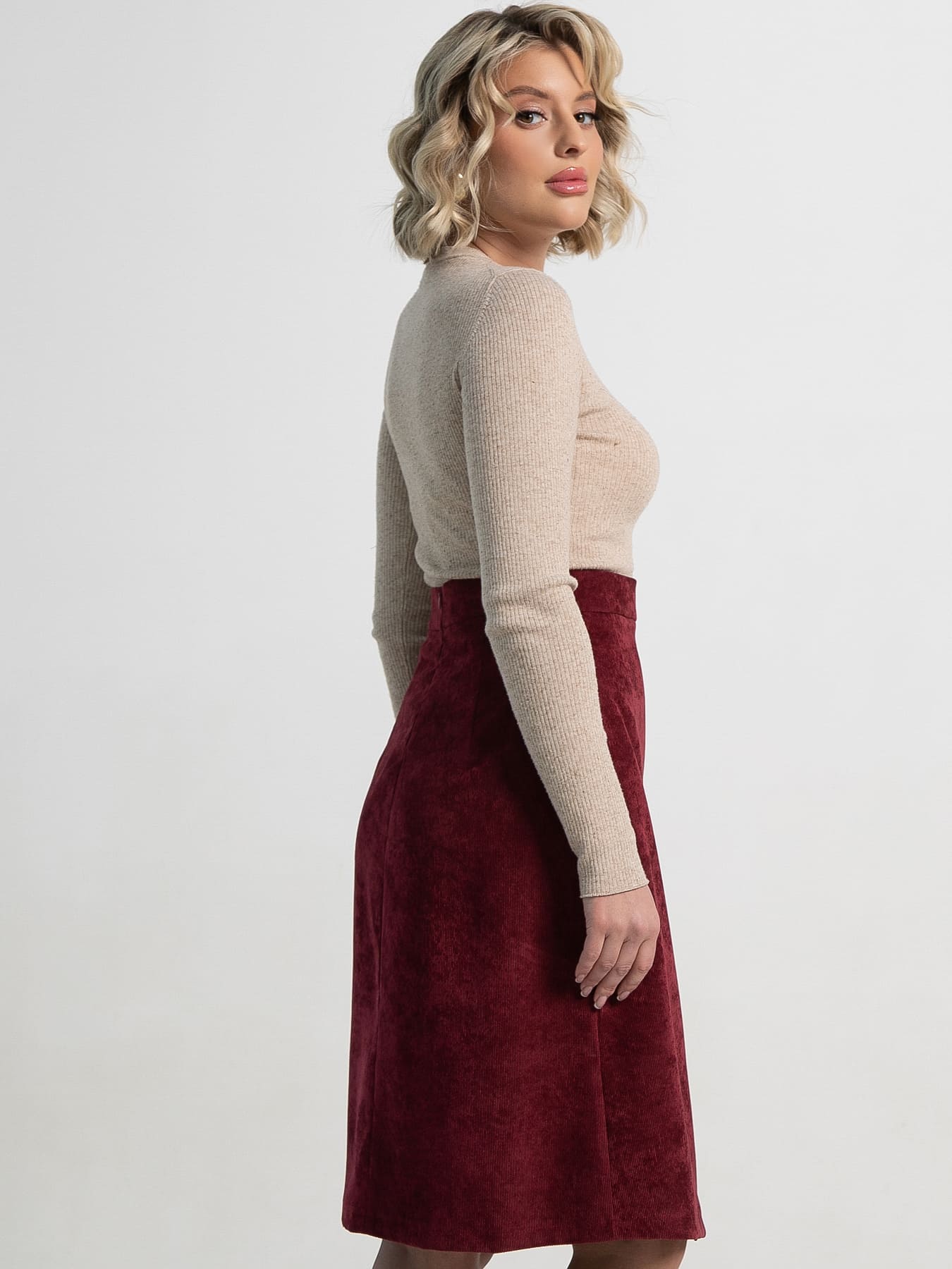 Юбка вельветовая Эрис (бургунди) Ю15193-25М