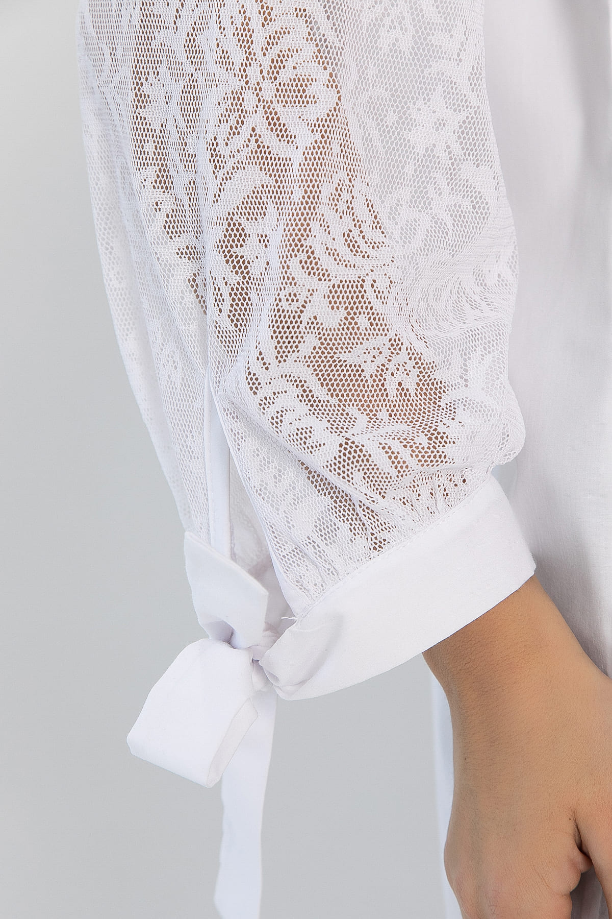 Блуза с завязками Ажур (белая) Б14386-10М