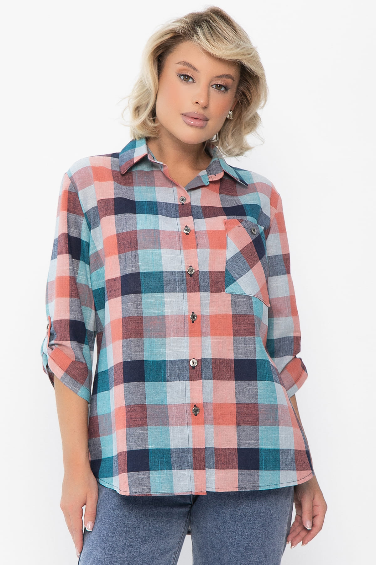 Рубашка Аланта НЬЮ (зелено-оранжевая) Б14038-18М