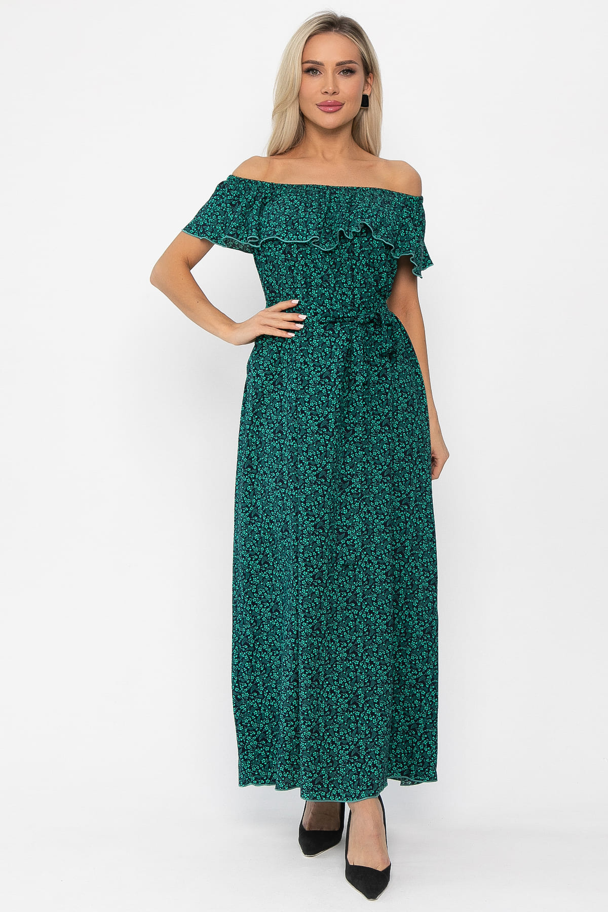 Платье Элинор макси (зеленое) П13759-12М