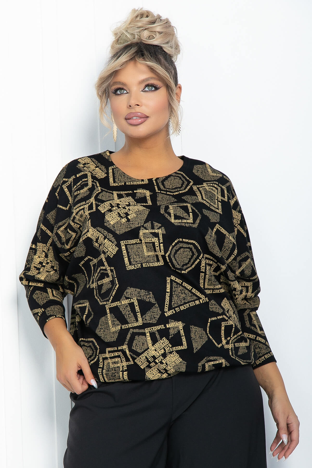 Блузон Ты вдохновение (черно-золотой) Б11879