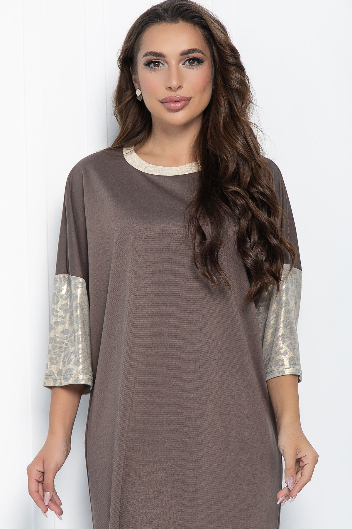 Платье Уютный шик (коричневое) П11147