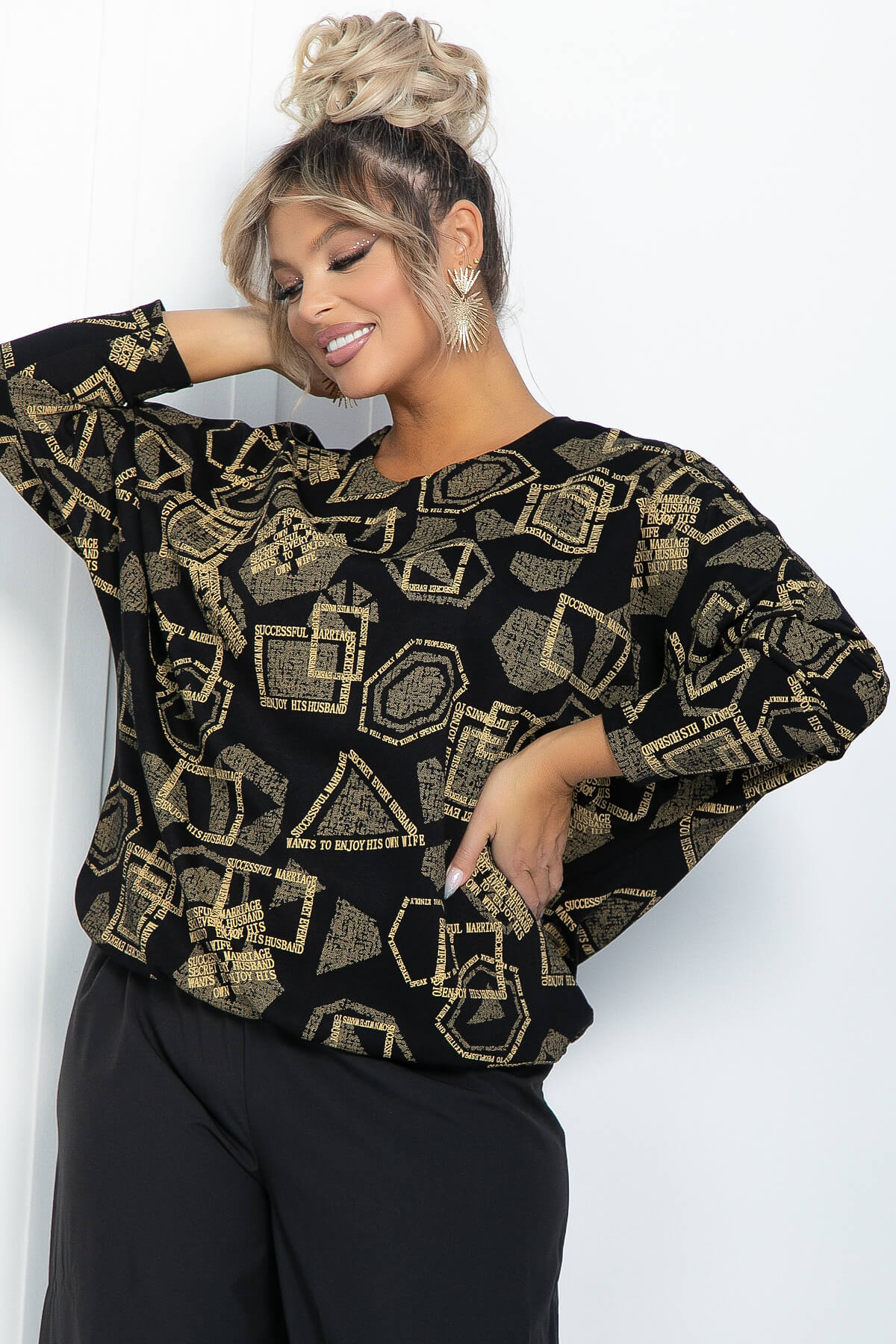 Блузон Ты вдохновение (черно-золотой) Б11879