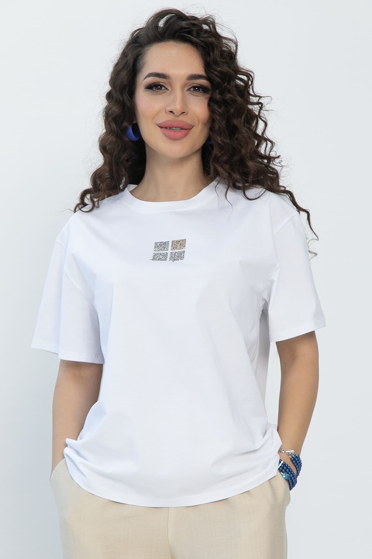 Футболка Аника (белая/коты) Б13493-20М