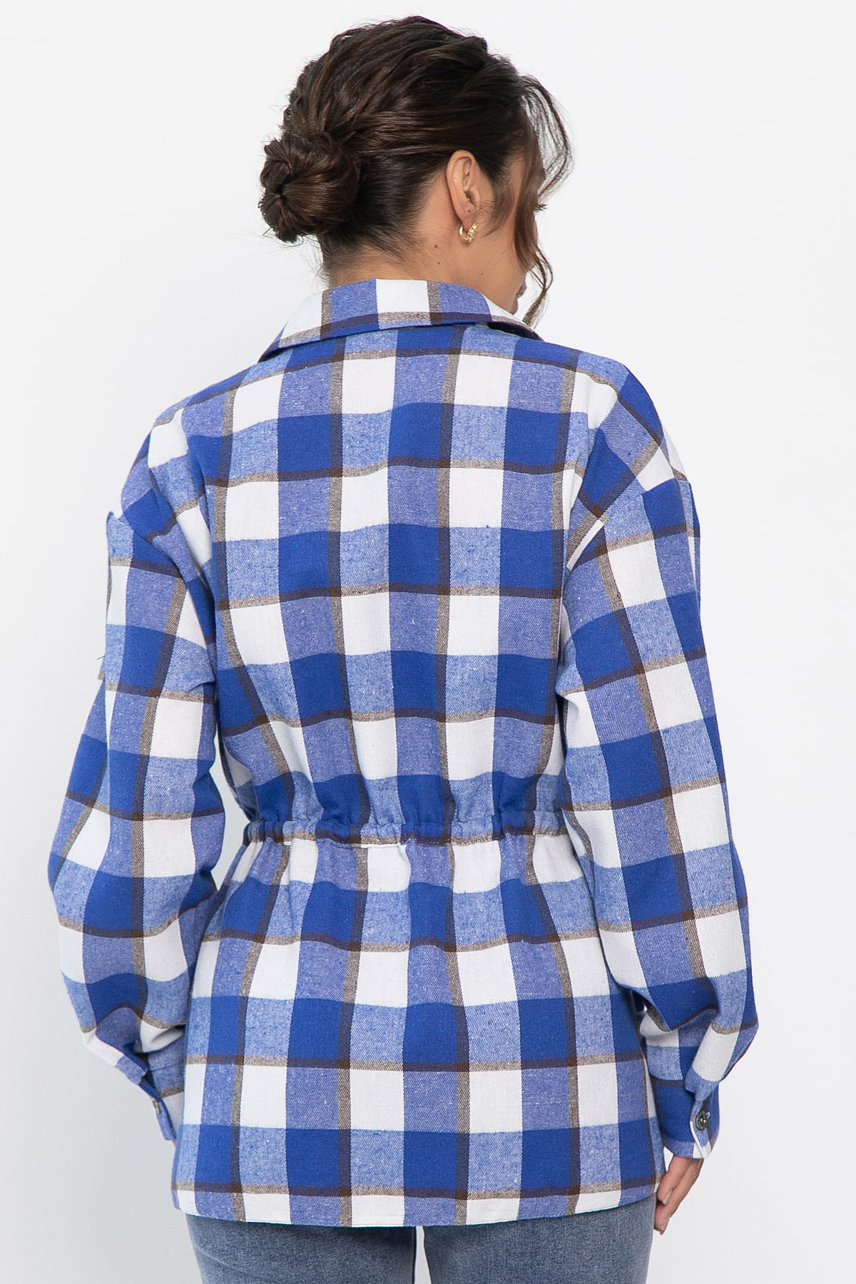 Рубашка хлопковая Джанет (электрик/белая) Б14271-4М