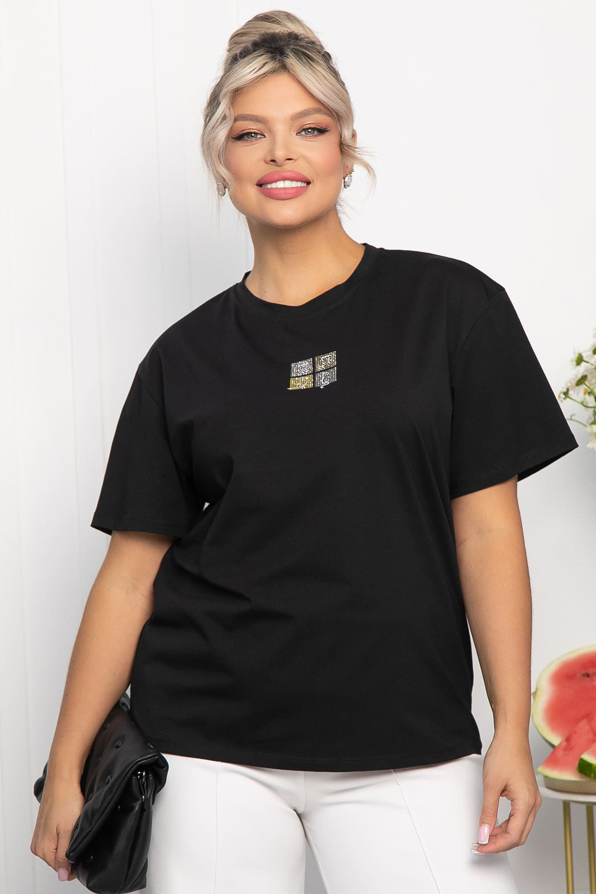 Футболка Аника (черная/коты) Б13494-20М