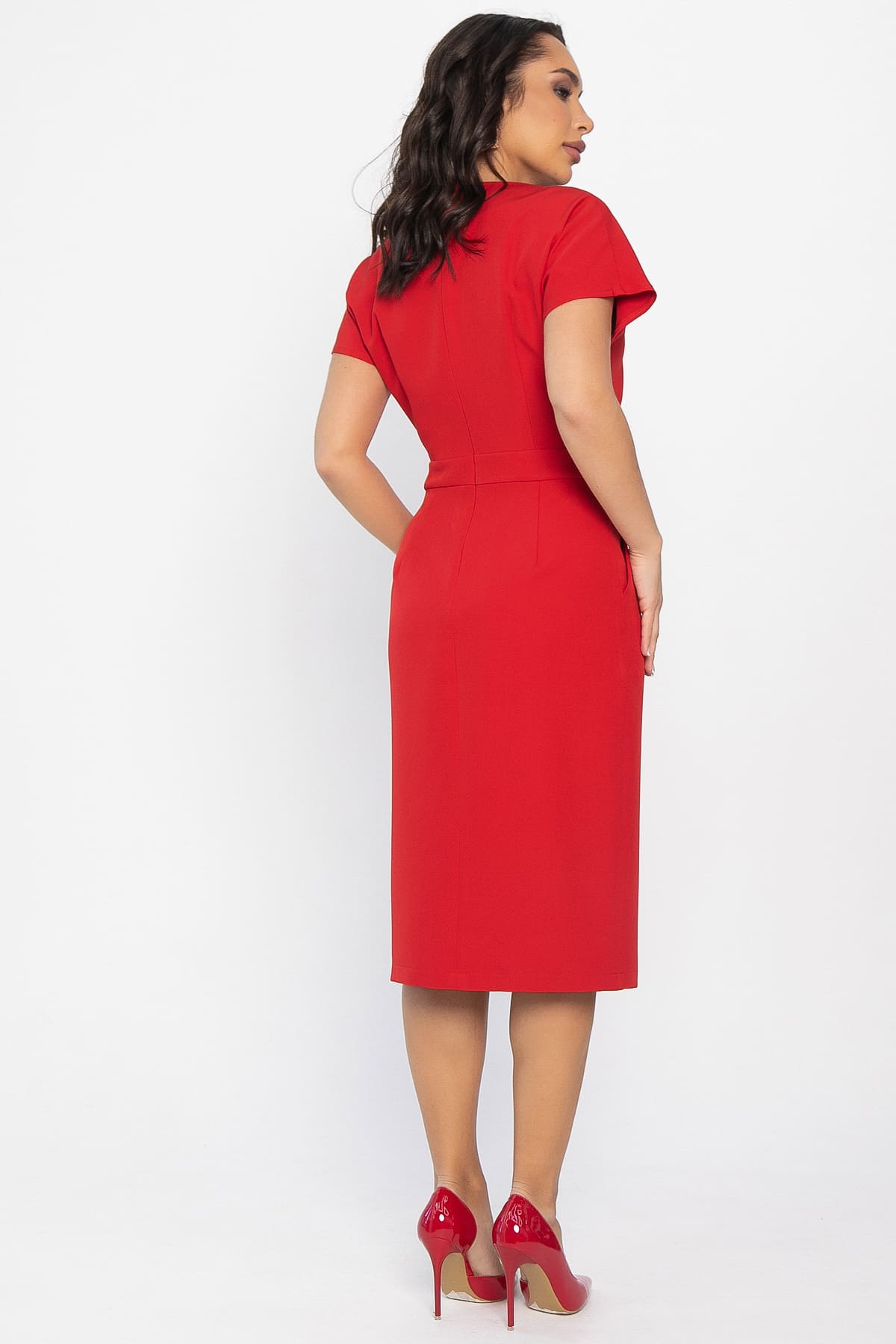 Платье с карманами Утренняя роса (красное) П14372-16М