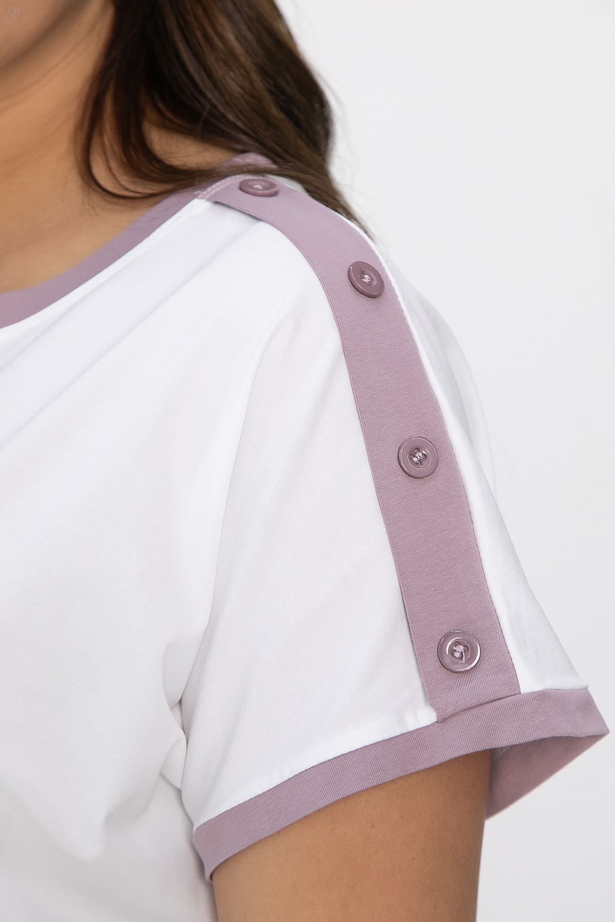 Блуза Чарли (бело-сиреневая) Б13802-20М