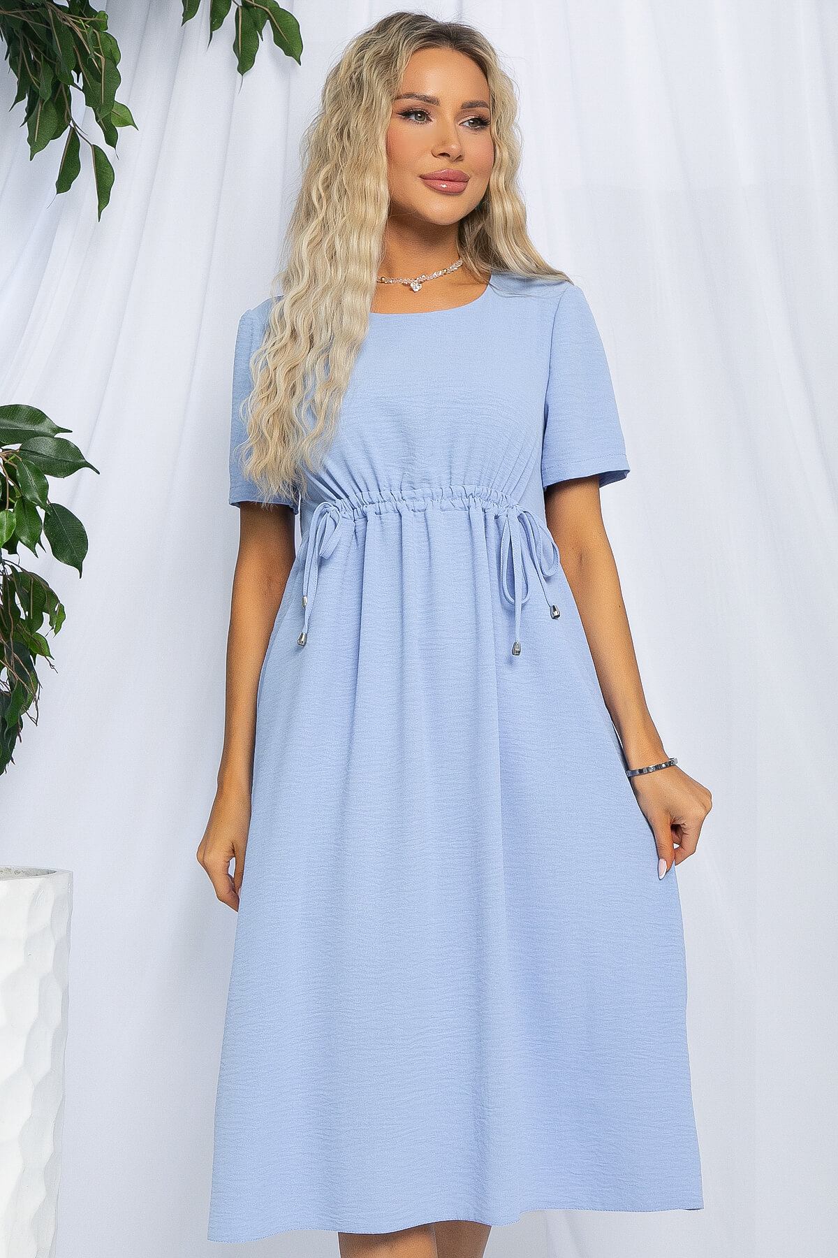 Платье Цветы Лета (голубое) П13057-18М